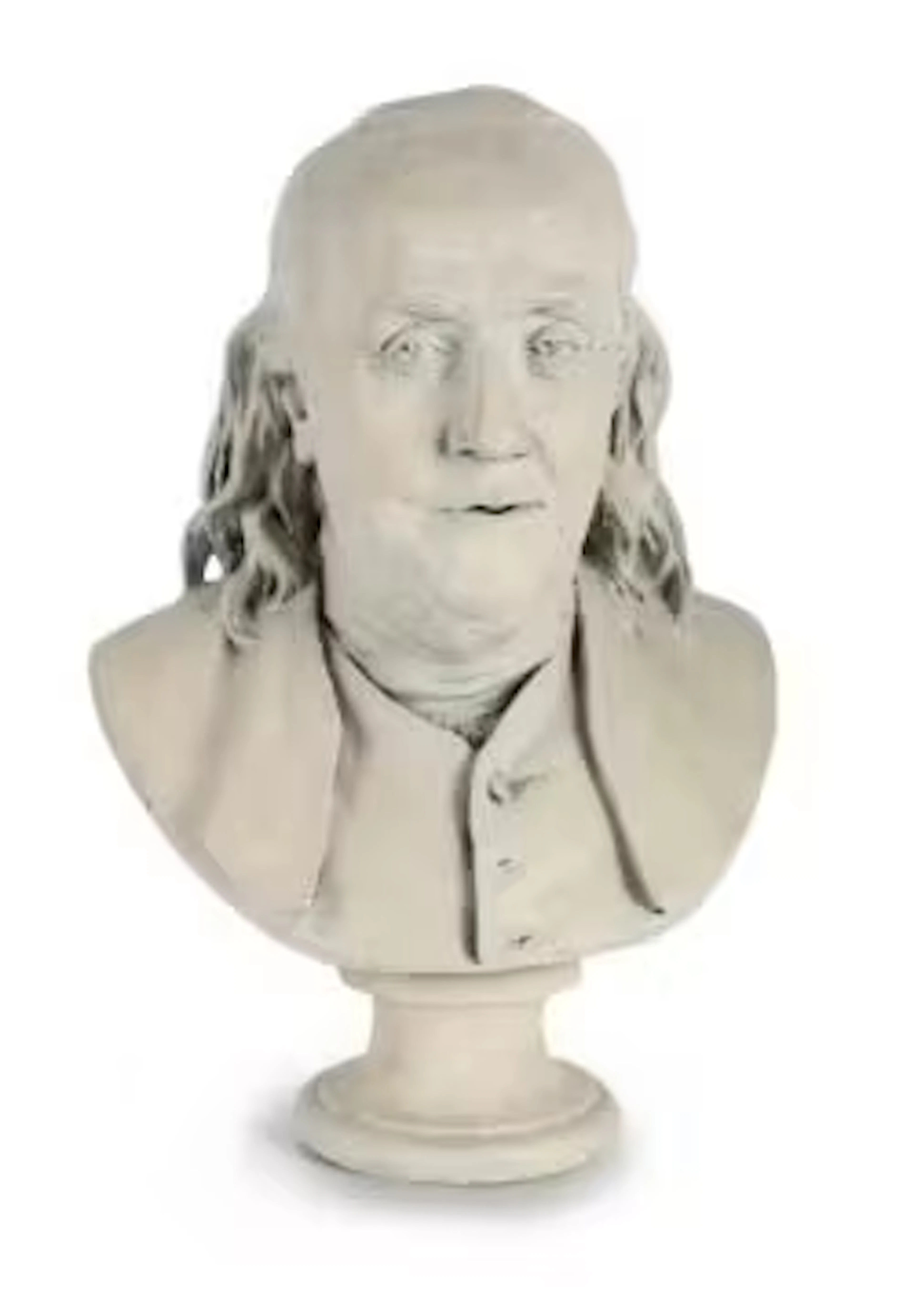 AFTER HOUDON, A PLASTER BUST OF BENJAMIN FRANKLIN (1706-1790), 19TH CENTURY