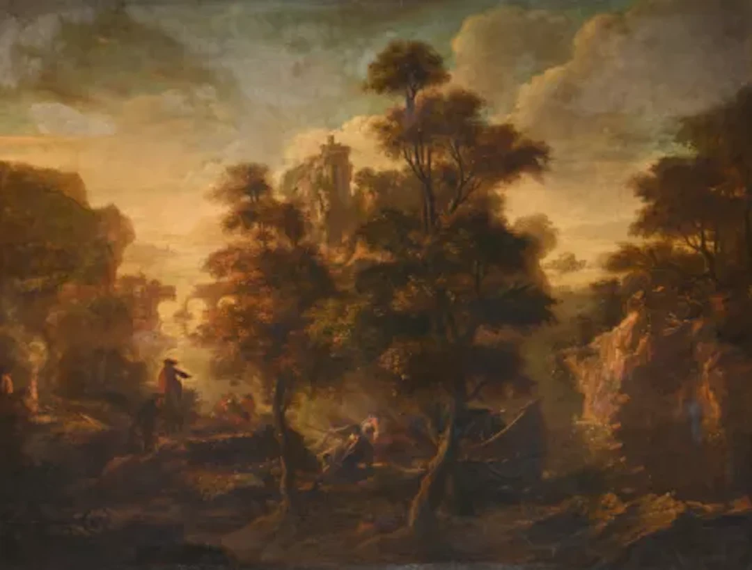 ITALIAN SCHOOL (LATE 18TH CENTURY), ITALIANATE RIVER LANDSCAPE WITH