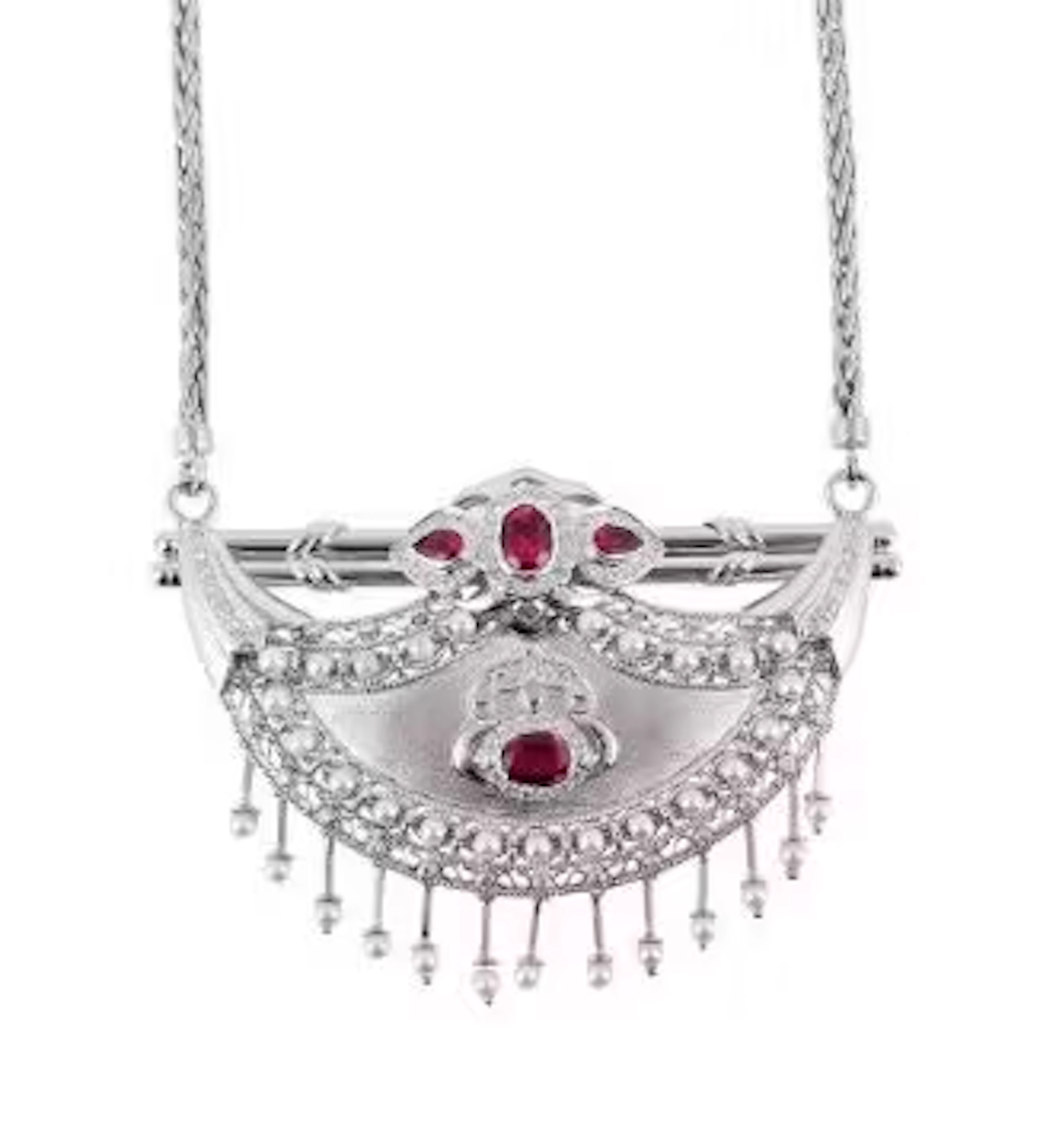 UNO-A-ERRE, AN ITALIAN DIAMOND AND SYNTHETIC RUBY PANEL NECKLACE