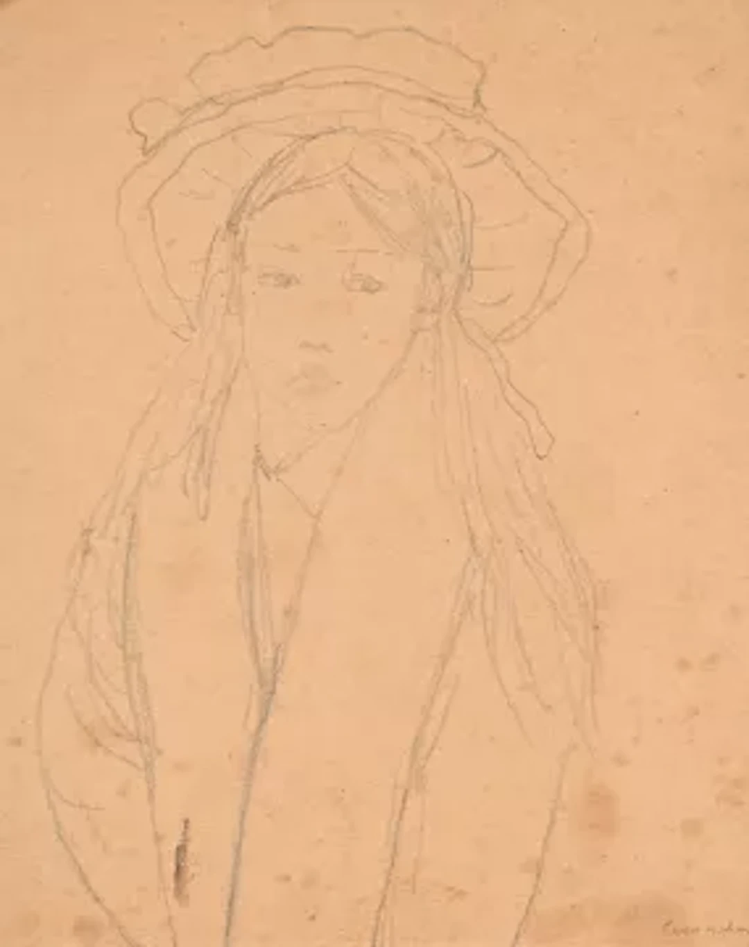 GWEN JOHN (BRITISH 1876-1939), GIRL WITH A LARGE HAT