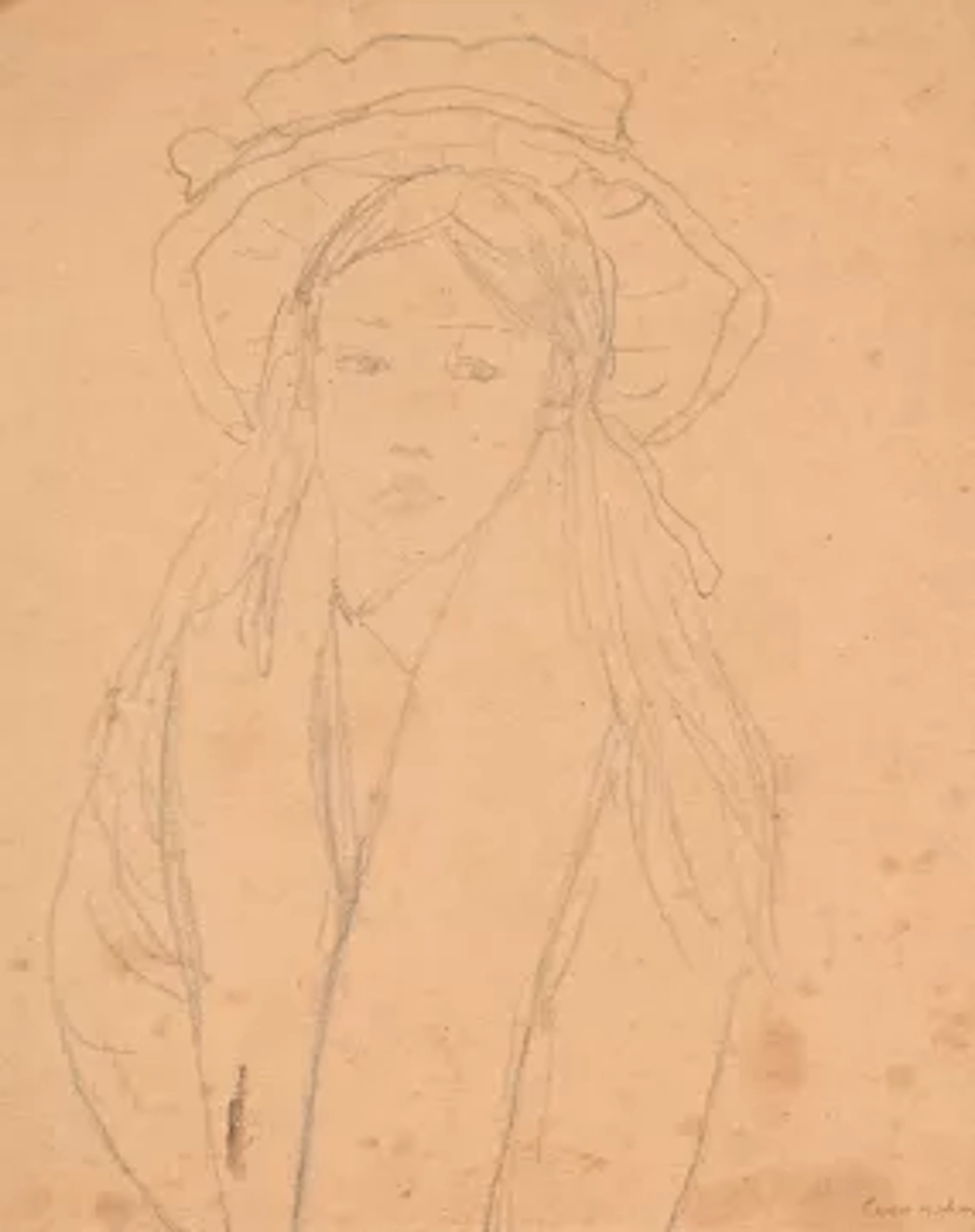 GWEN JOHN (BRITISH 1876-1939), GIRL WITH A LARGE HAT