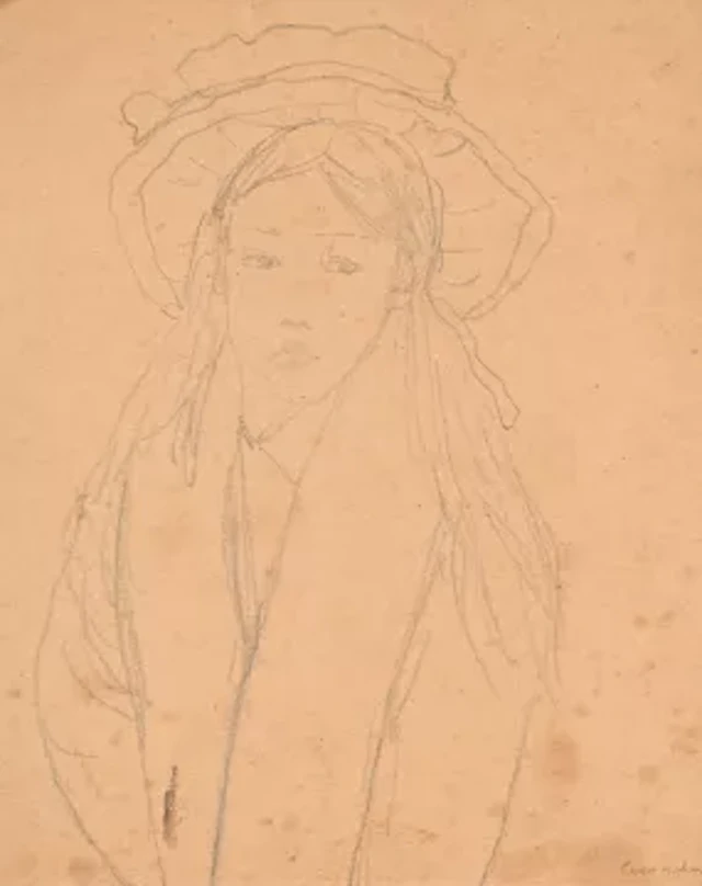 GWEN JOHN (BRITISH 1876-1939), GIRL WITH A LARGE HAT