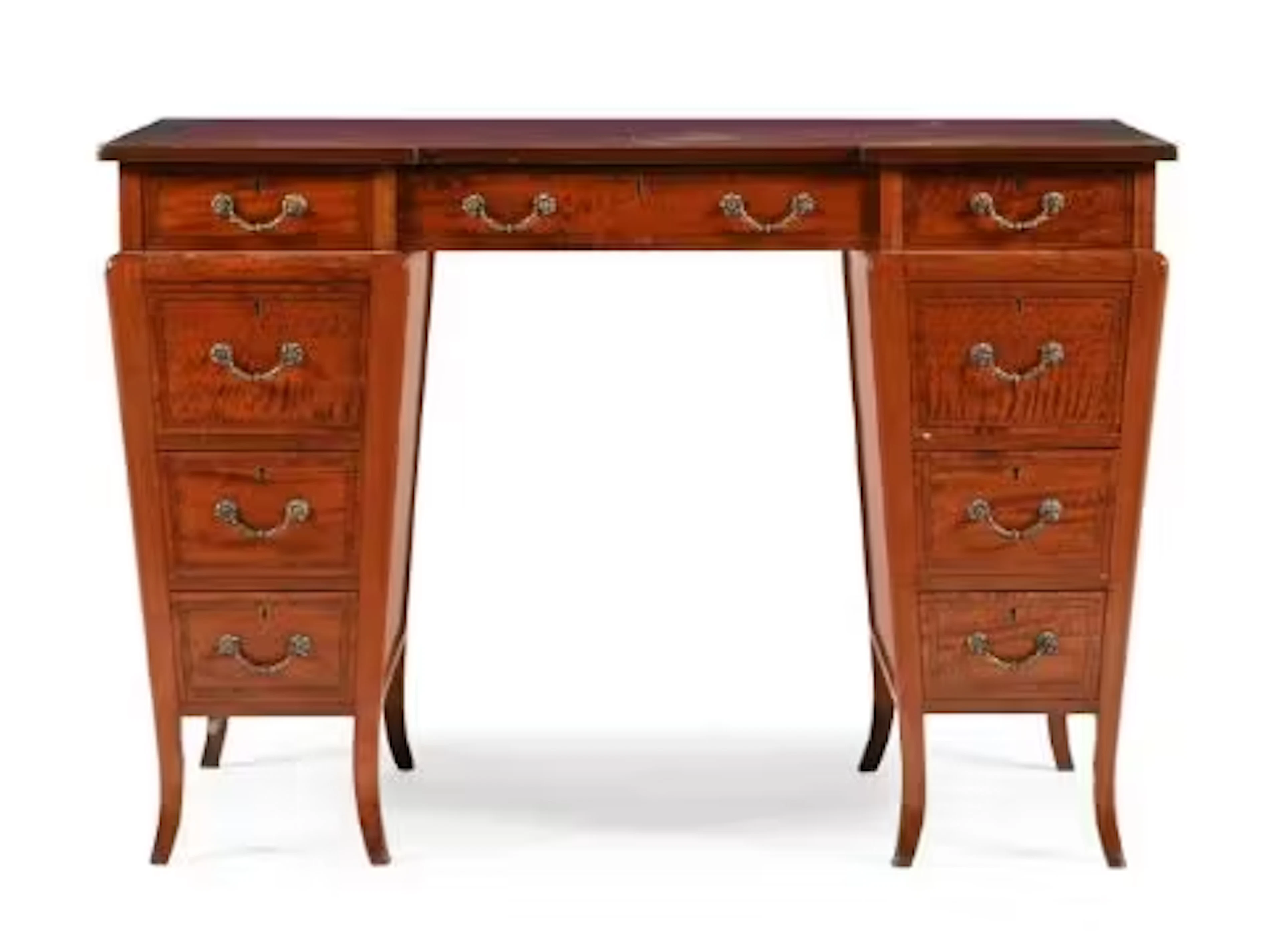 Y AN EDWARDIAN SATINWOOD DESK, IN THE MANNER OF EDWARDS & ROBERTS