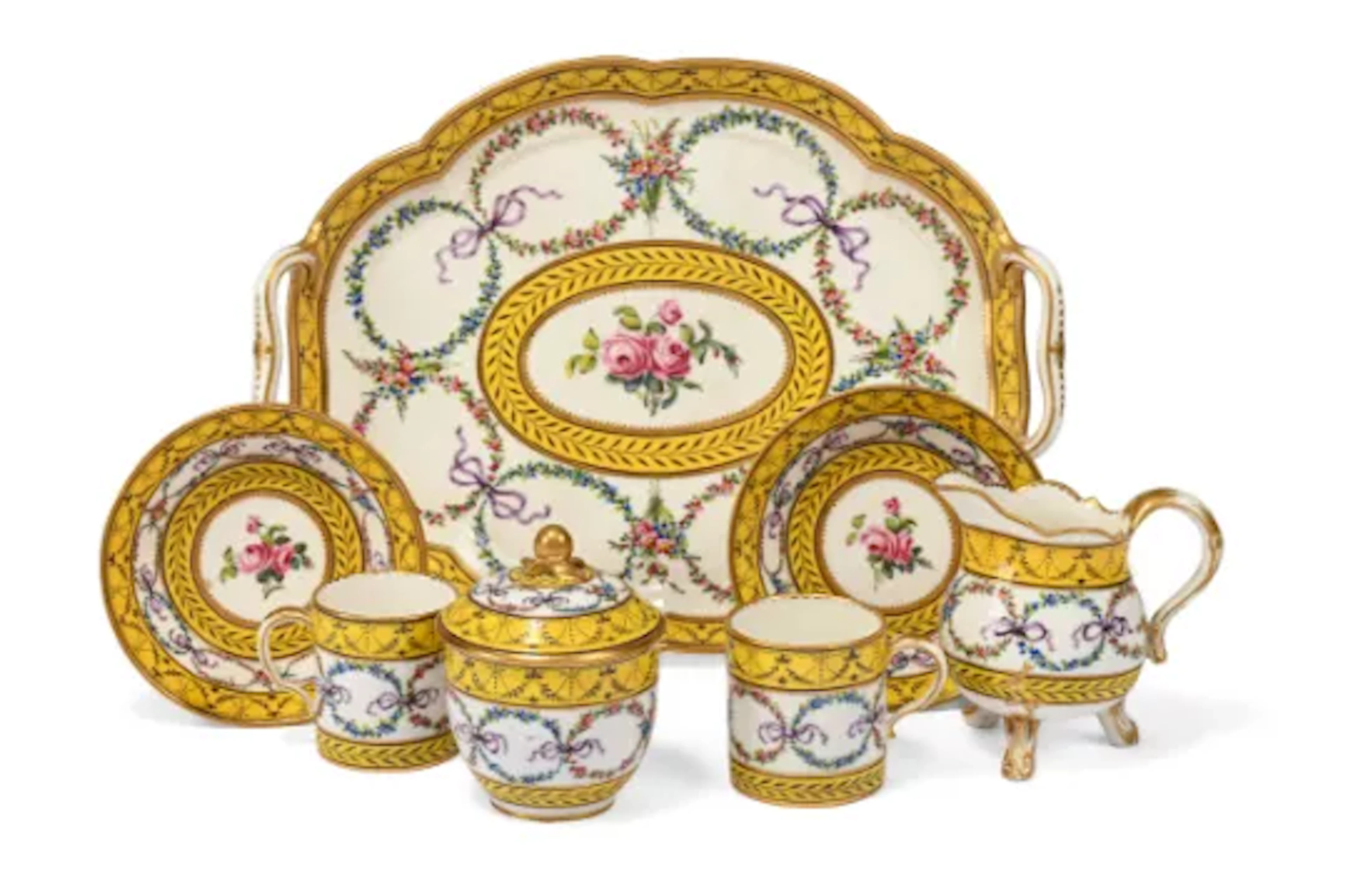 A SÈVRES YELLOW-GROUND DEJEUNER TÊTE-À-TÊTE, DATED 1786