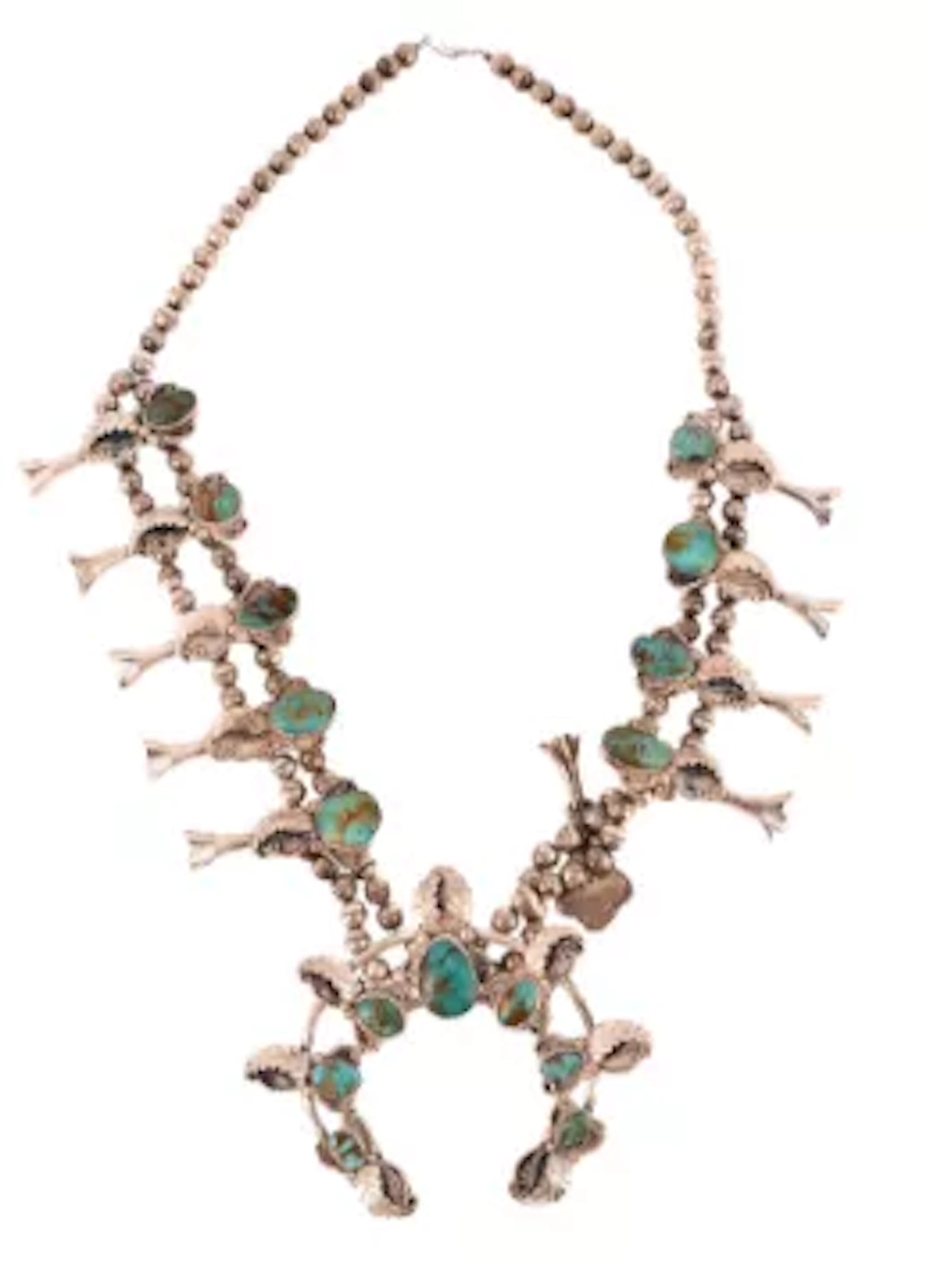 A TURQUOISE SQUASH BLOSSOM NECKLACE