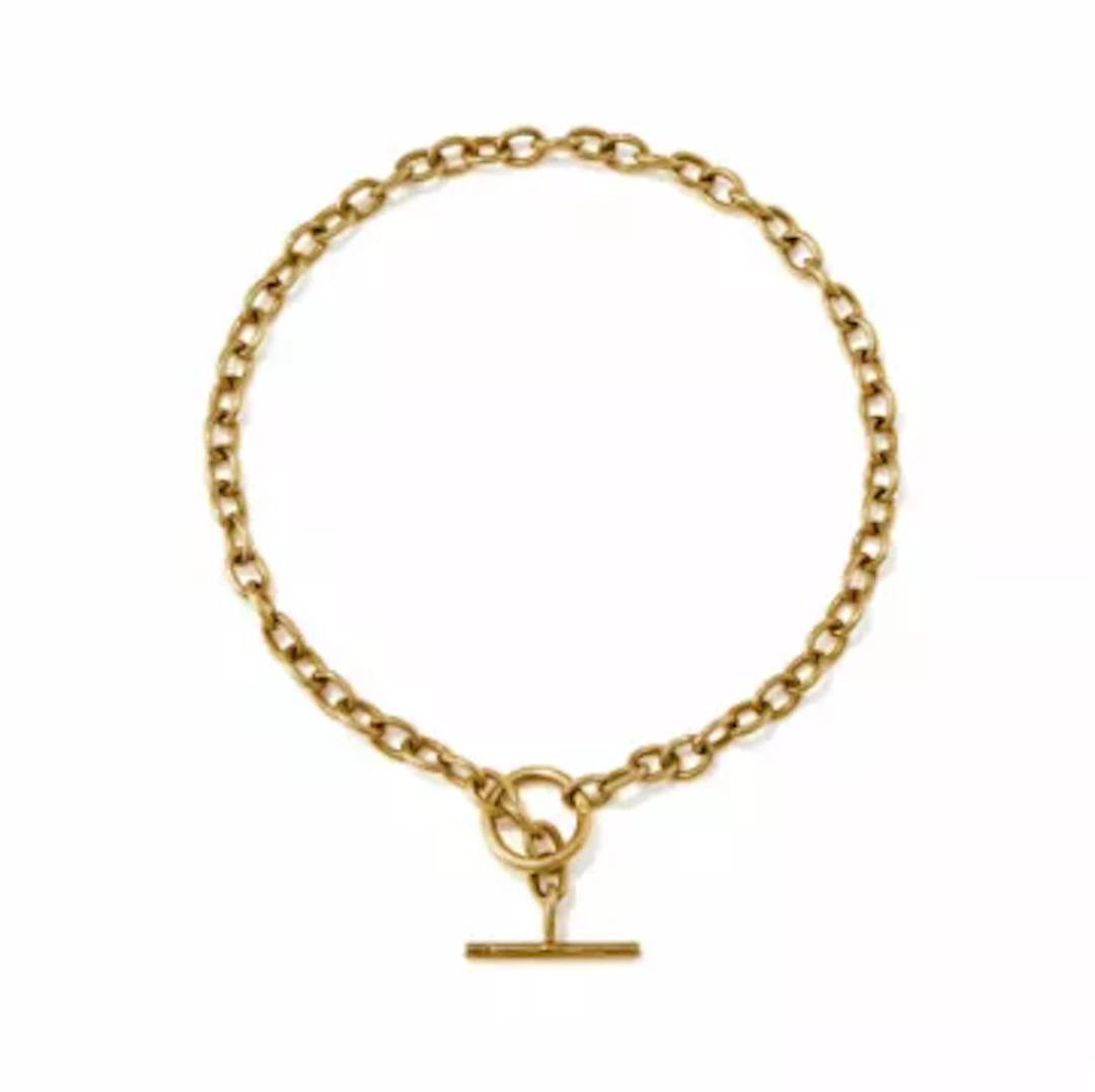 AN 18 CARAT GOLD T-BAR COLLAR NECKLACE