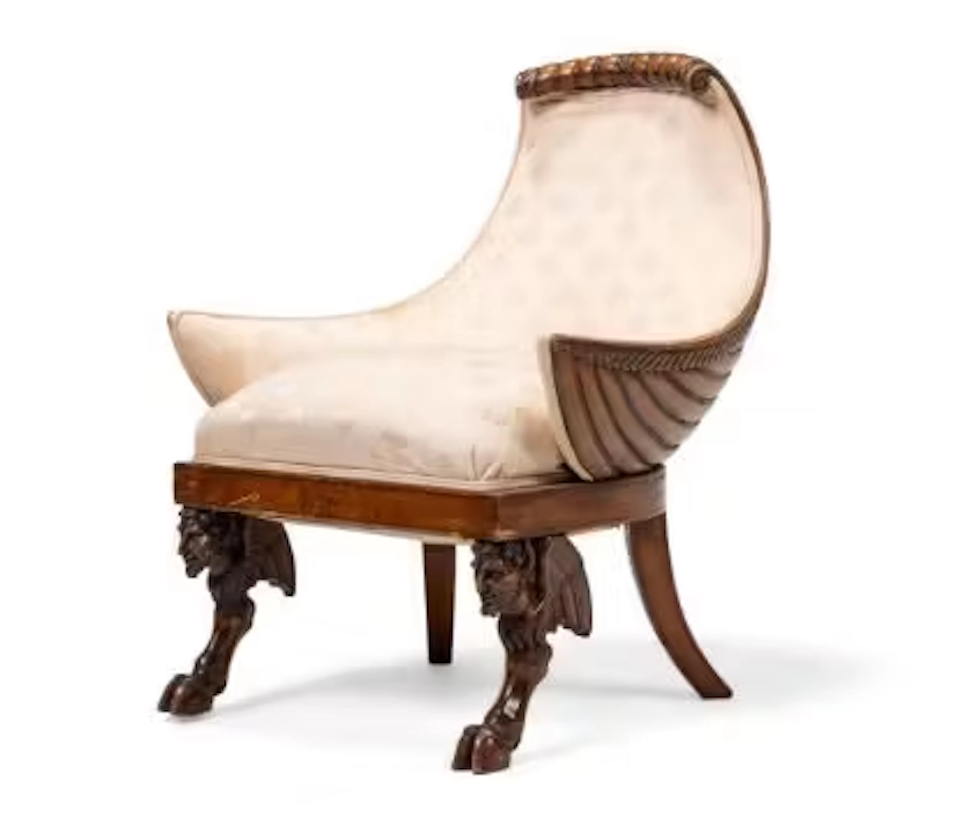 AN UNUSUAL CHERRYWOOD 'KLISMOS' ARMCHAIR, INCORPORATING 19TH AND 20TH