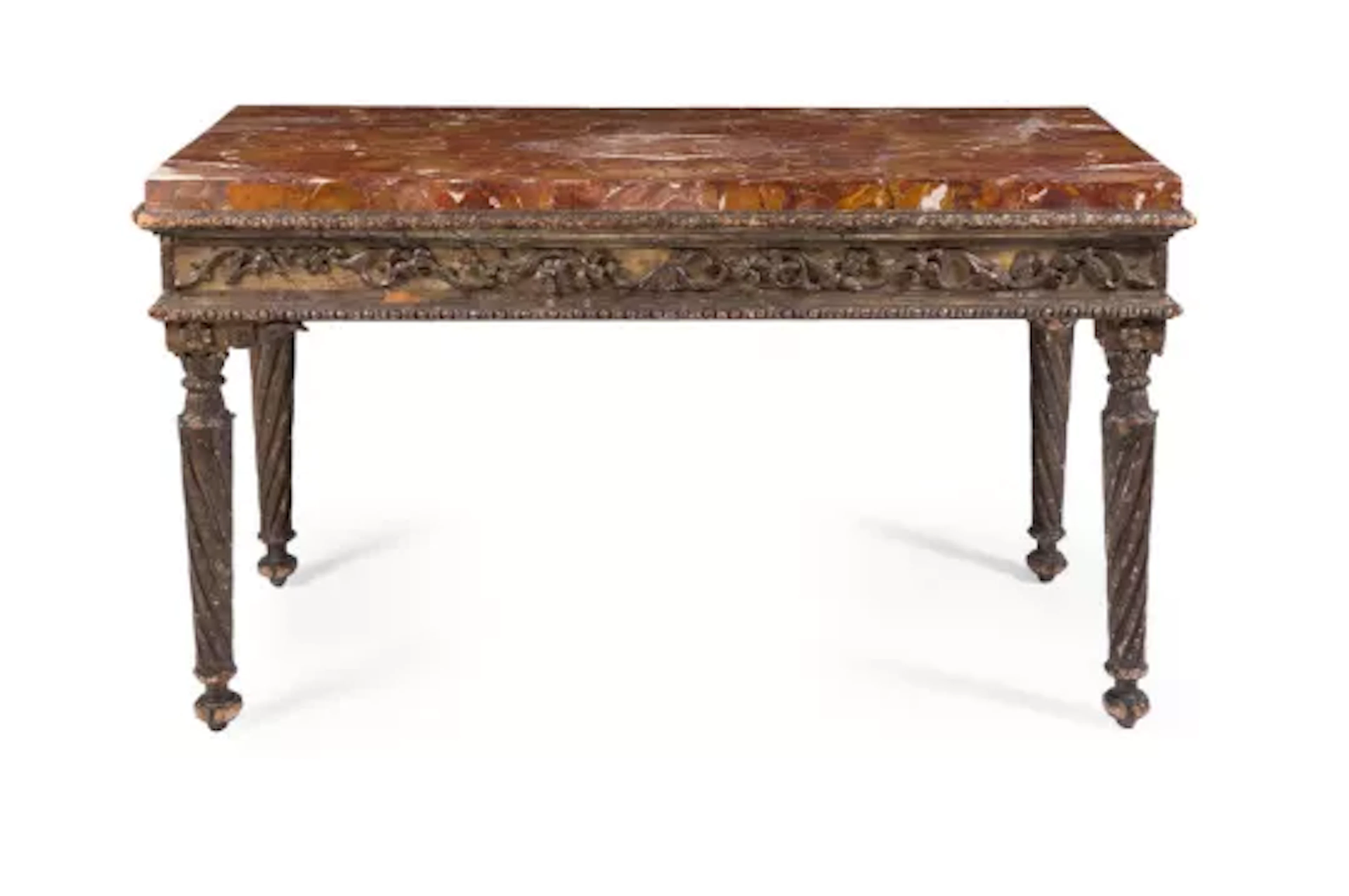 A NEOCLASSICAL GILT VARNISHED SILVER ('MECCA') SIDE TABLE, ITALIAN