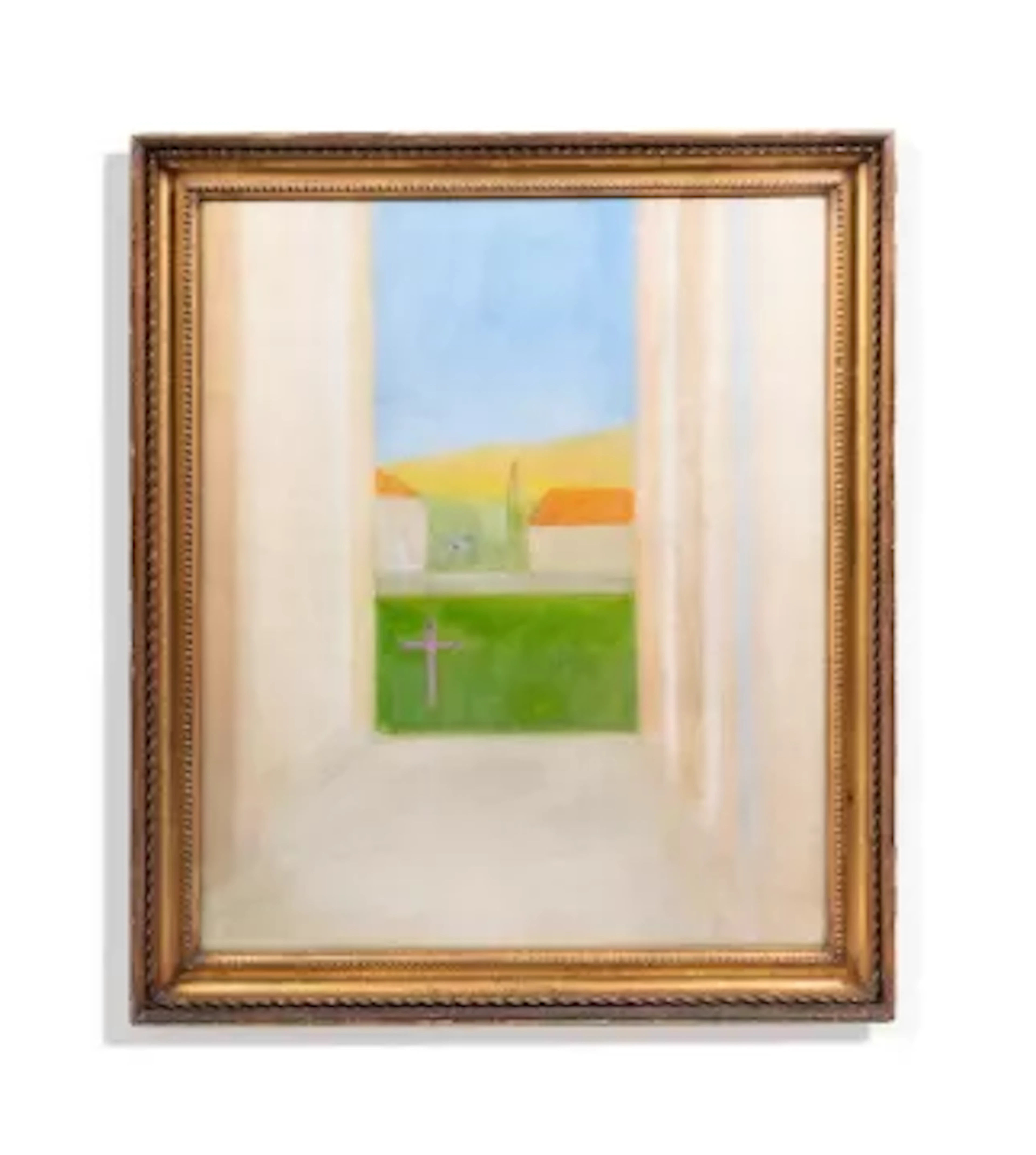 λ CRAIGIE AITCHISON R.A. (BRITISH 1926-2009) LANDSCAPE FROM INSIDE A CATHEDRAL