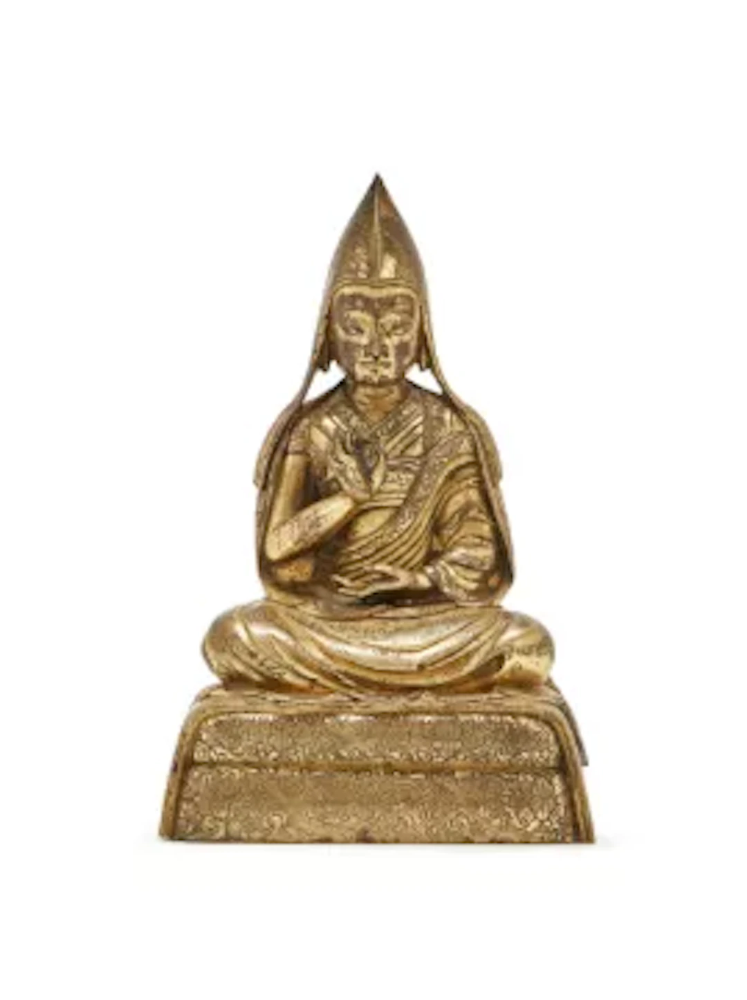 A gilt bronze figure of Gelugpa lama, 18th century