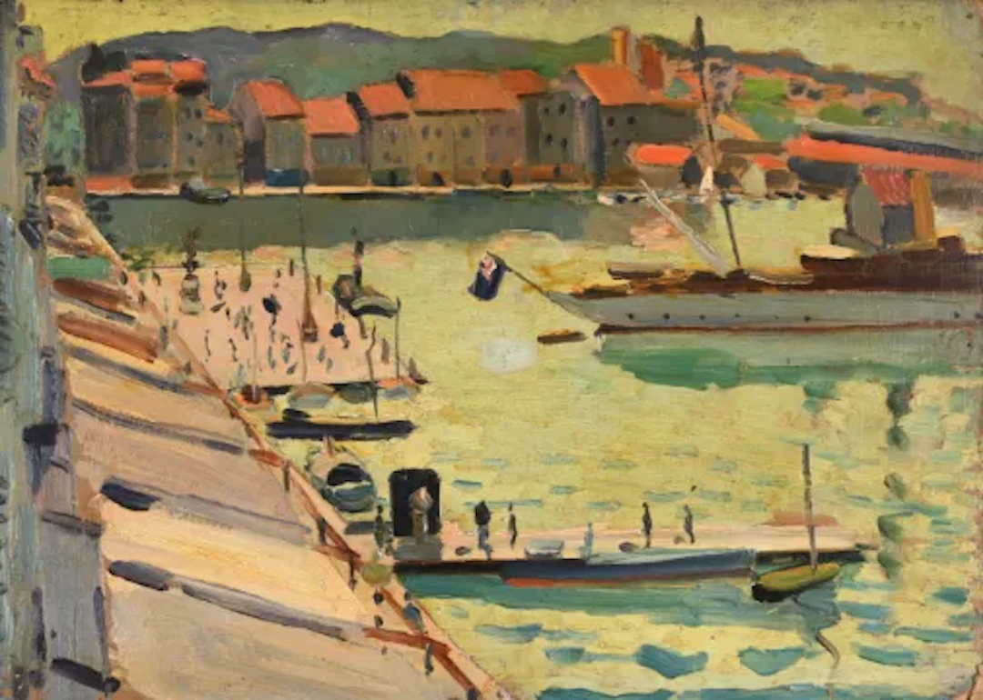 λ PAUL LUCIEN MAZE (FRENCH/BRITISH 1887-1979), YACHT IN TOULON HARBOUR