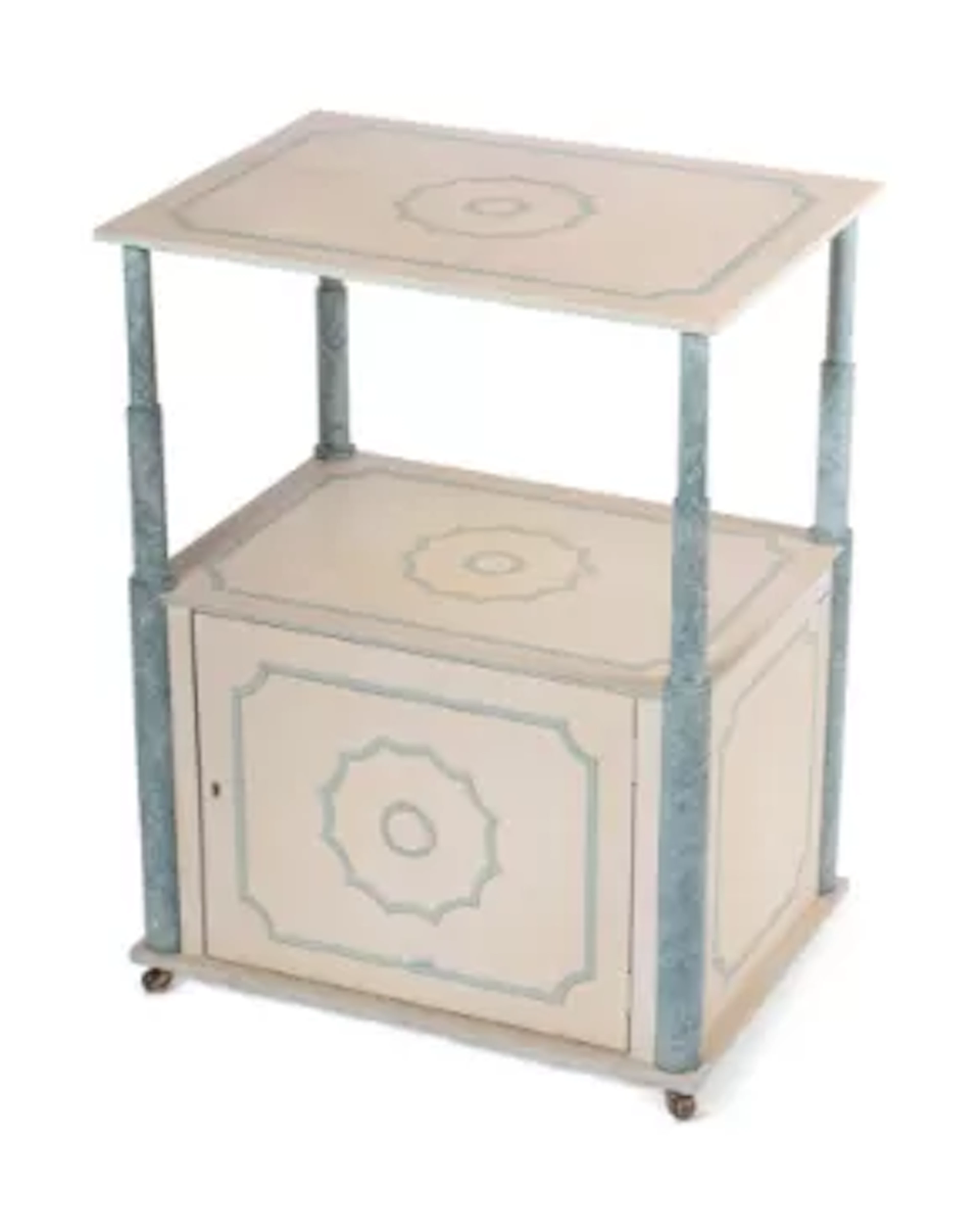 A PAINTED BEDSIDE TABLE, BY GEORGE OAKES FOR SIBYL COLEFAX & JOHN