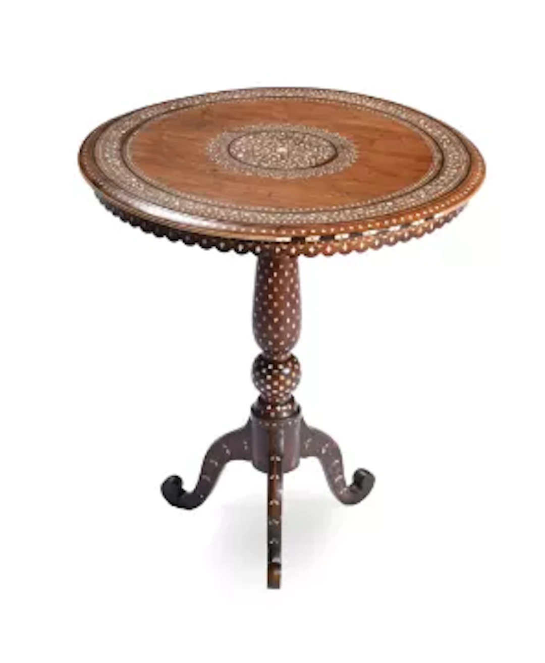 Y A NORTHERN INDIAN ROSEWOOD CIRCULAR TRIPOD TABLE, LAST HALF 19TH CENTURY