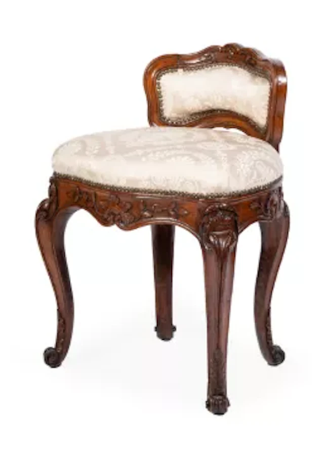 AN OAK AND WALNUT MUSIC STOOL, IN LOUIS XVI STYLE, FRENCH, LATE 19TH CENTURY