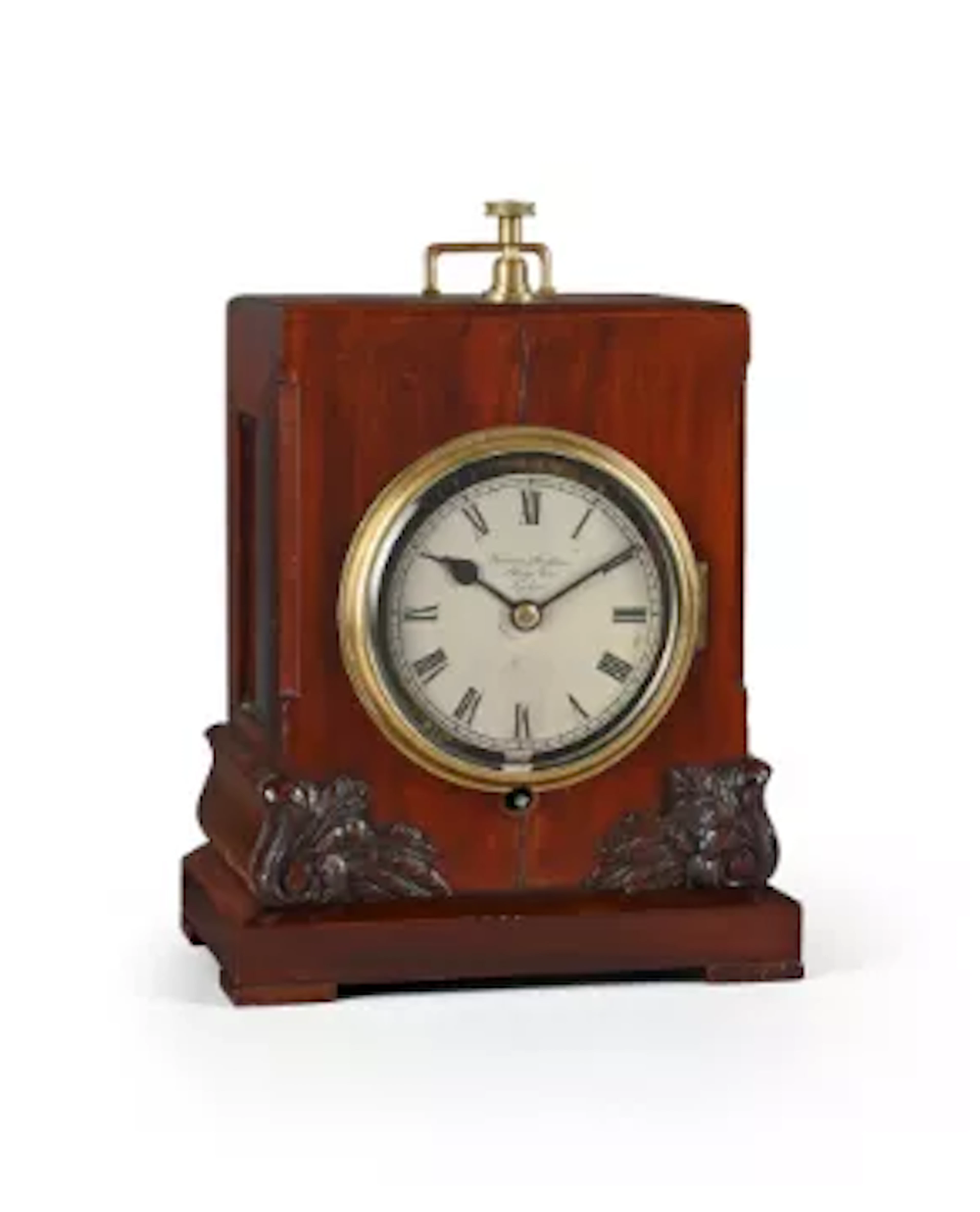 AN EDWARDIAN MAHOGANY NIGHTWATCHMAN’S TELL-TALE BRACKET CLOCK OR NOCTUARY