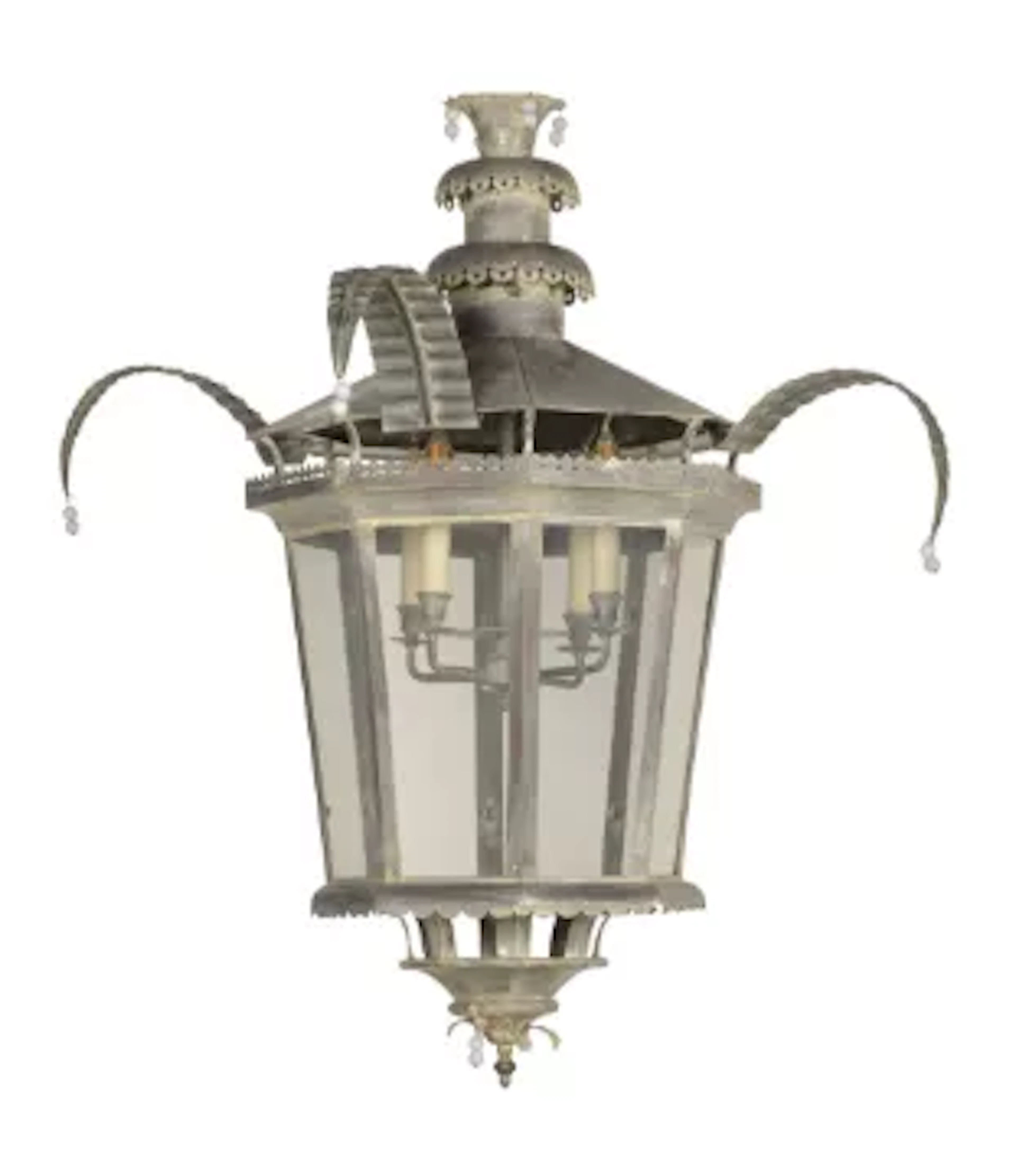 A LARGE PAINTED METAL HALL LANTERN, CONTEMPORARY