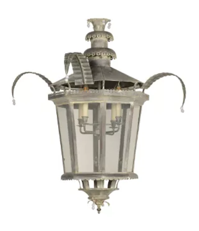 A LARGE PAINTED METAL HALL LANTERN, CONTEMPORARY