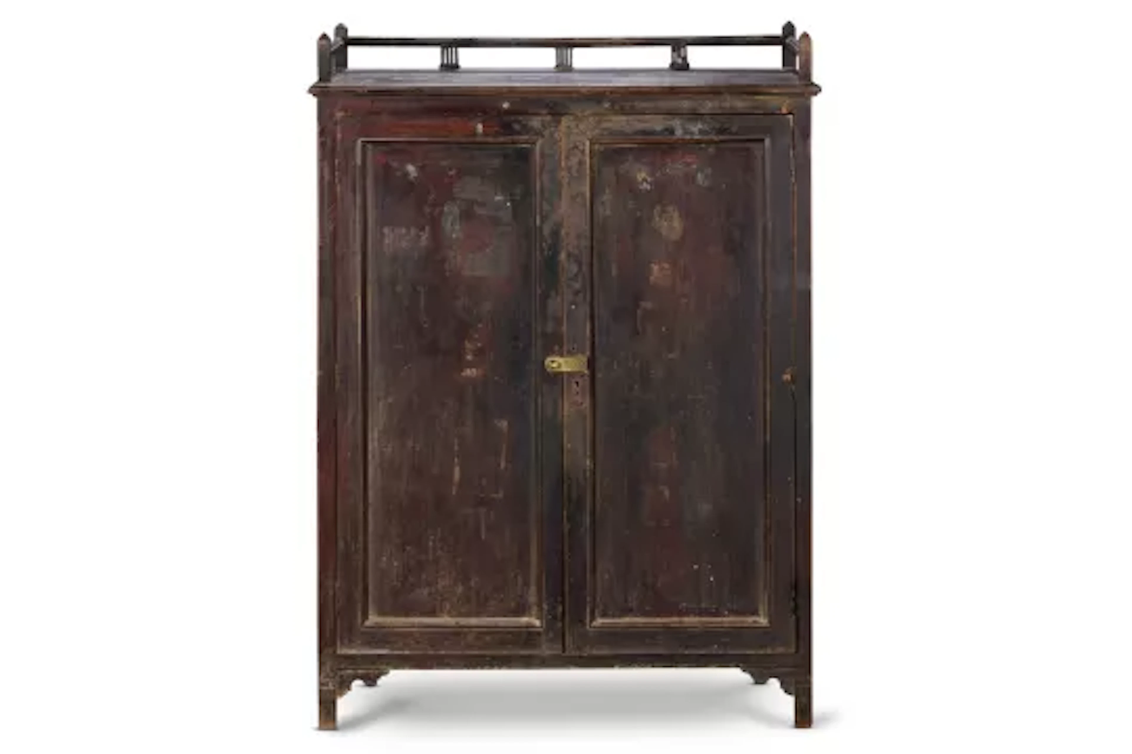 A STAINED HARDWOOD TWO DOOR CUPBOARD, INDIAN, 20TH CENTURY