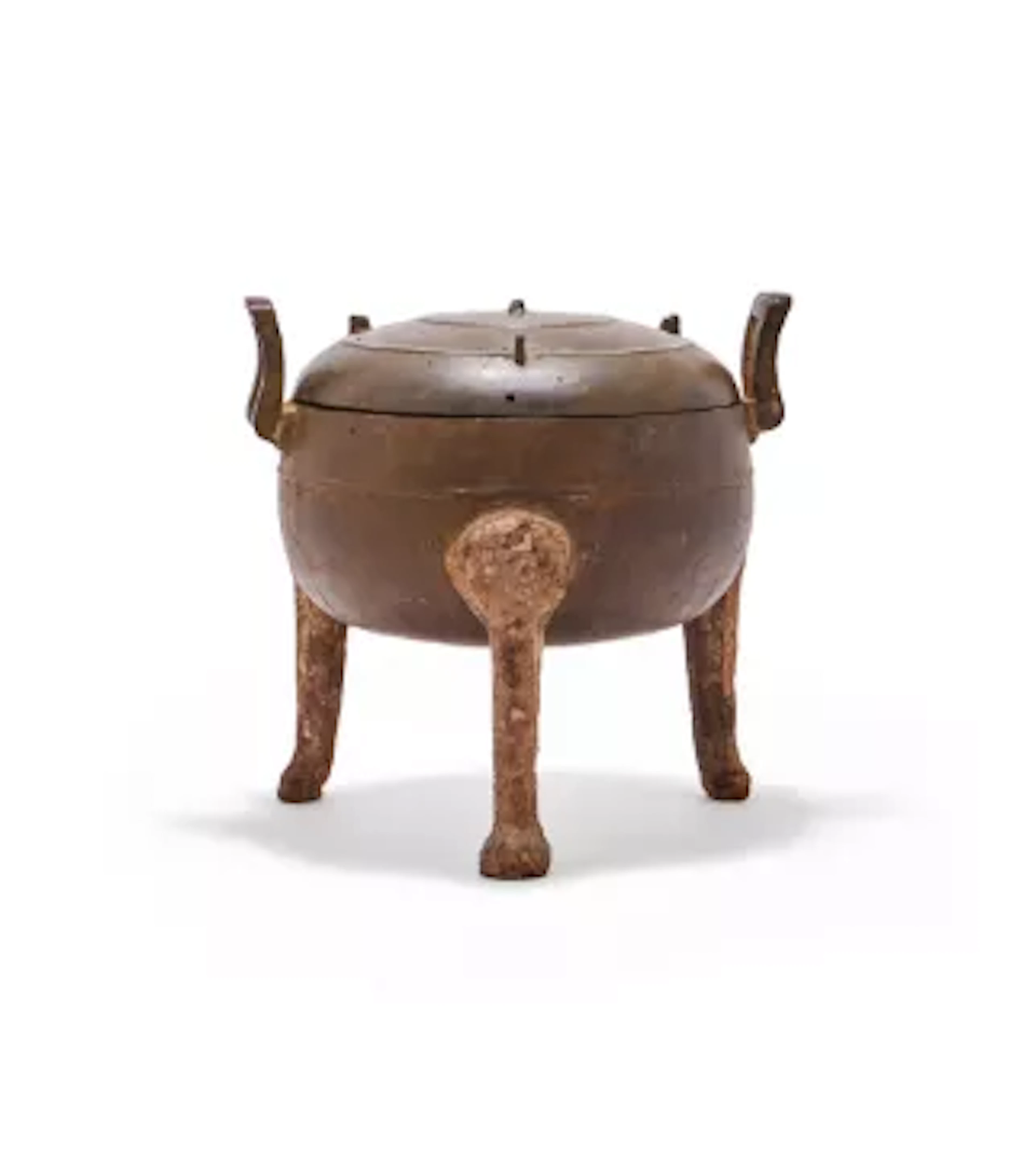 A Chinese bronze ritual tripod ding vessel and cover, Warring States