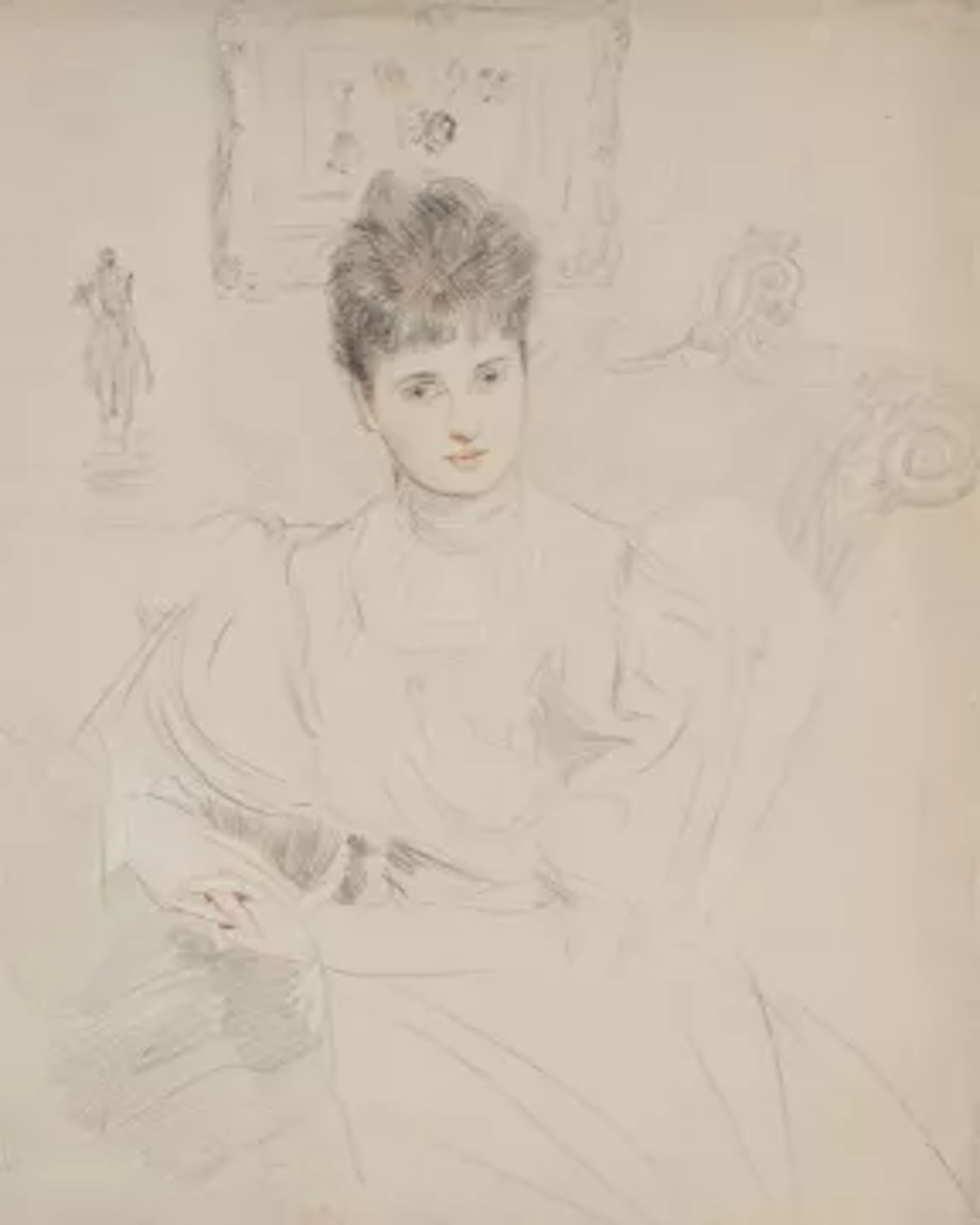 PAUL CÉSAR HELLEU (FRENCH 1859-1927), PORTRAIT DE LA COMTESSE RENÉ DE BÉARN