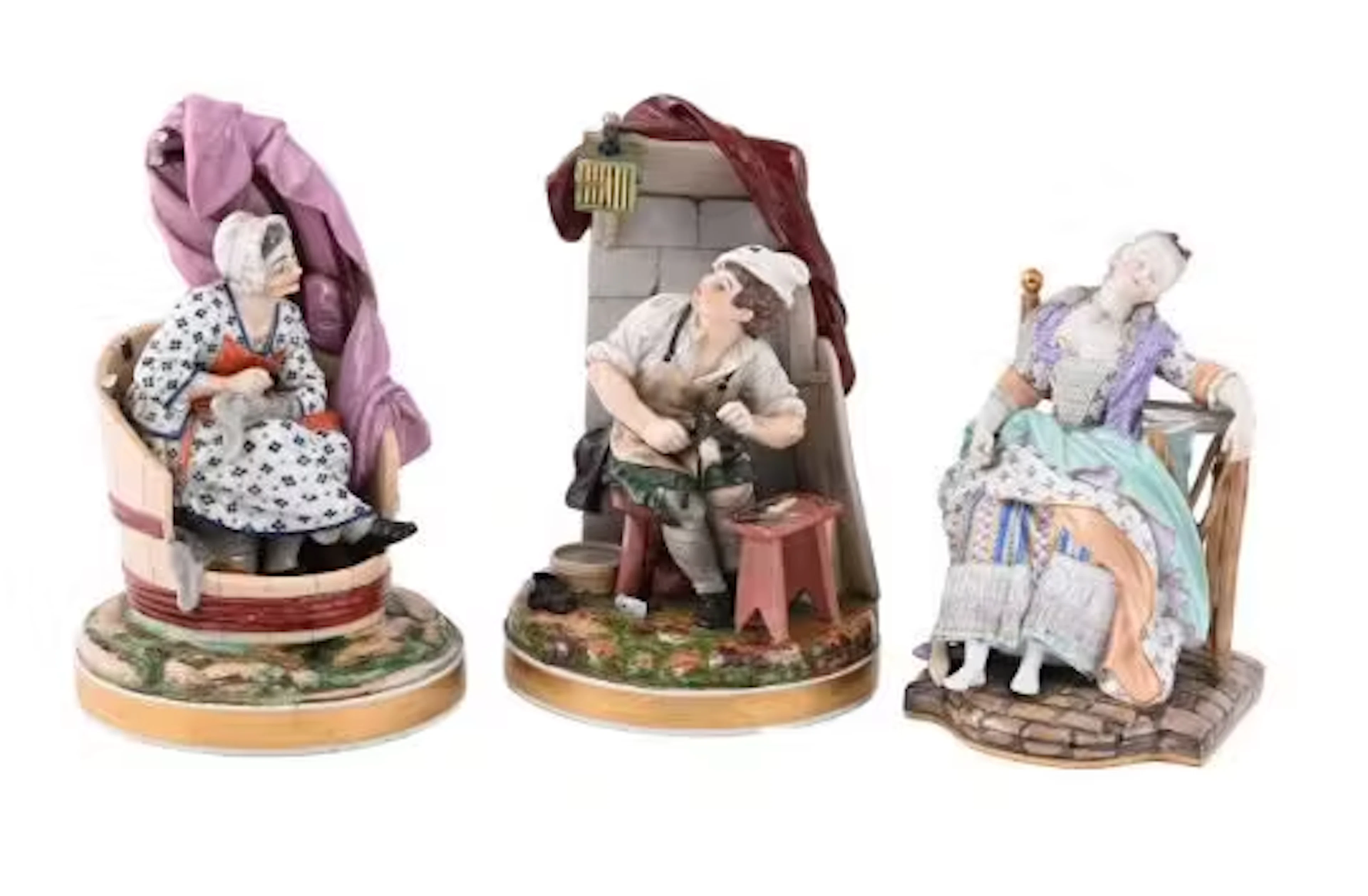 A PAIR OF FRENCH HARD-PASTE PORCELAIN MODELS OF LE SAVETIER ET LA