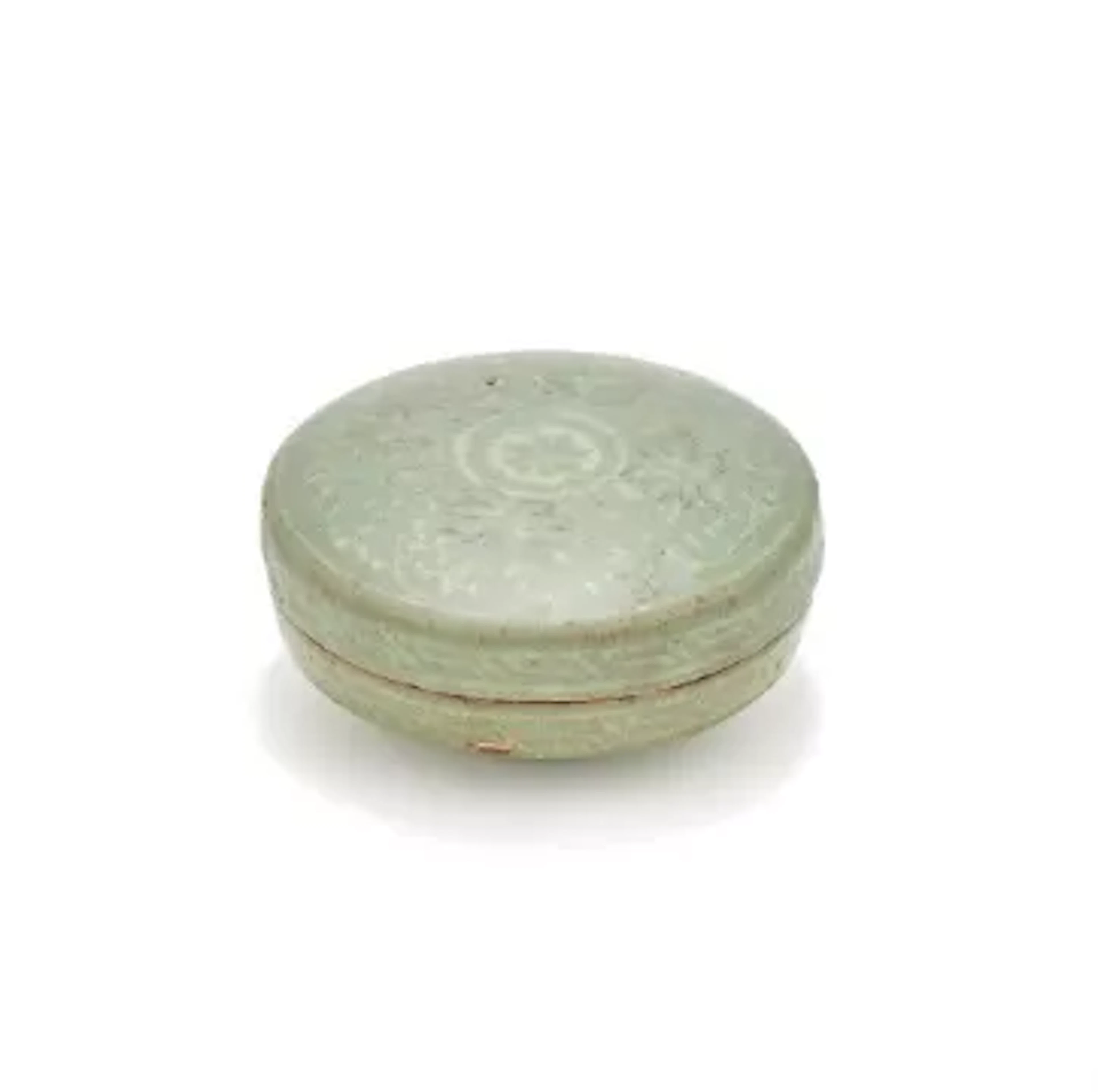 A Korean inlaid celadon circular box and cover