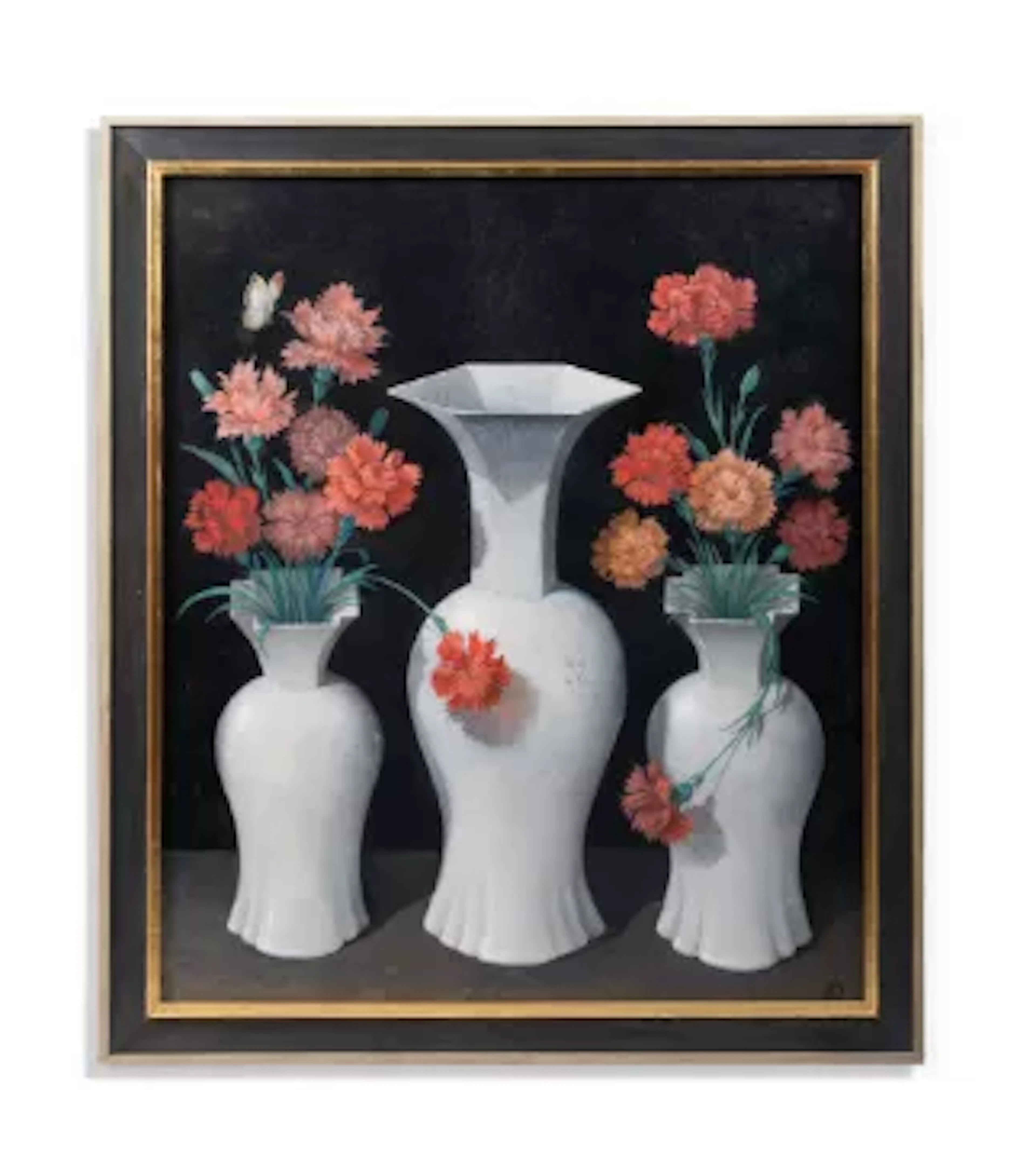 λ GEORGE OAKES (BRITISH 1927-2017), A PAINTED CHIMNEYBOARD DEPICTING
