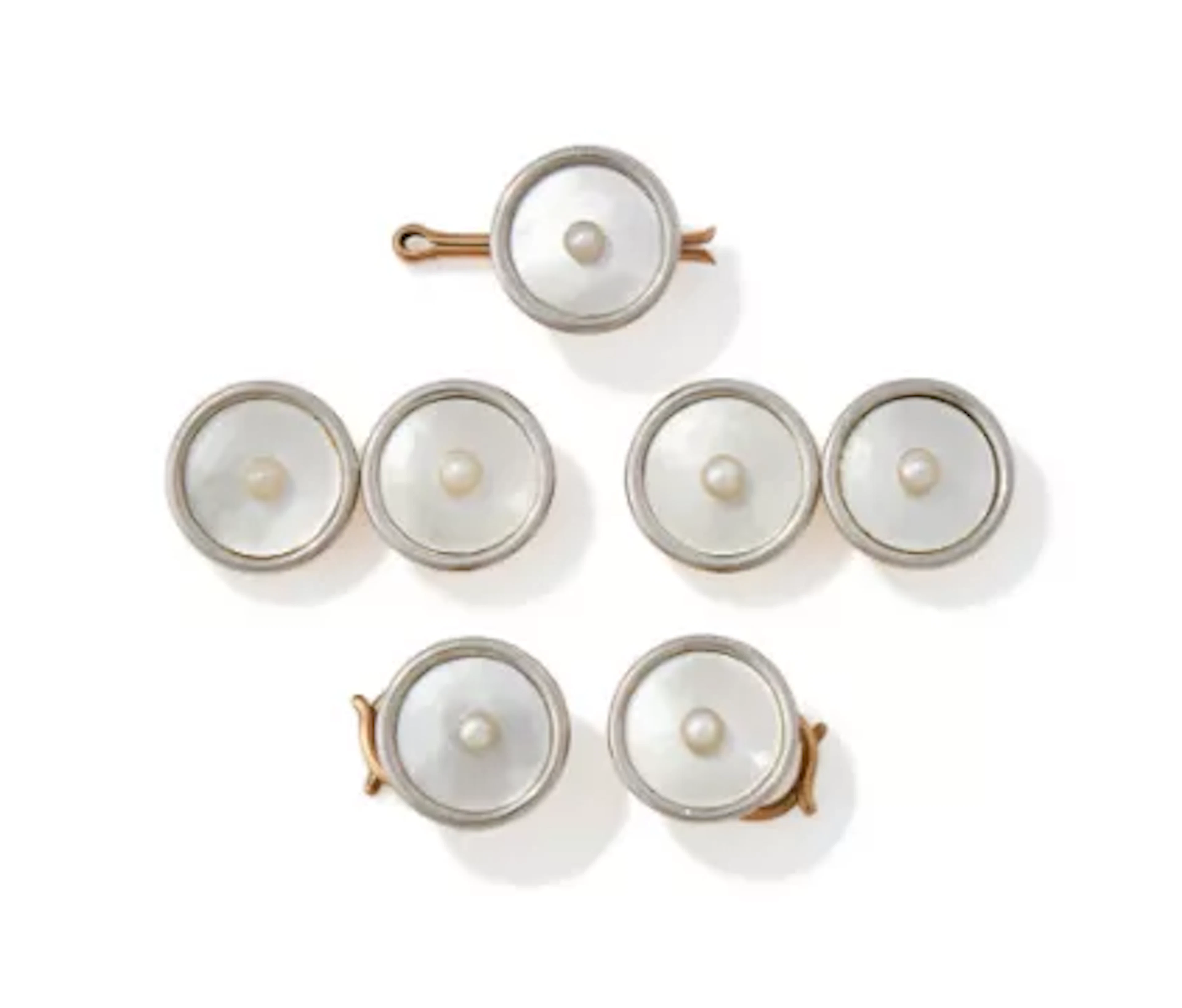 CARTIER, AN EARLY 20TH CENTURY MOTHER-OF-PEARL AND PEARL DRESS SET