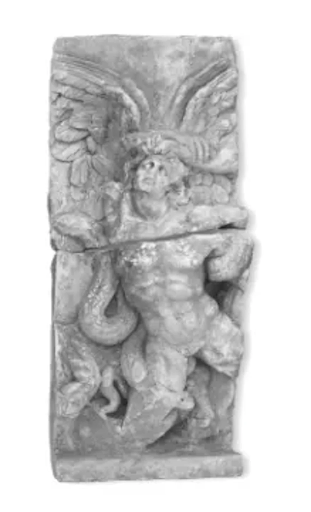A LARGE PLASTER CAST OF A FRIEZE SECTION FROM THE PERGAMON ALTAR DEPICTING