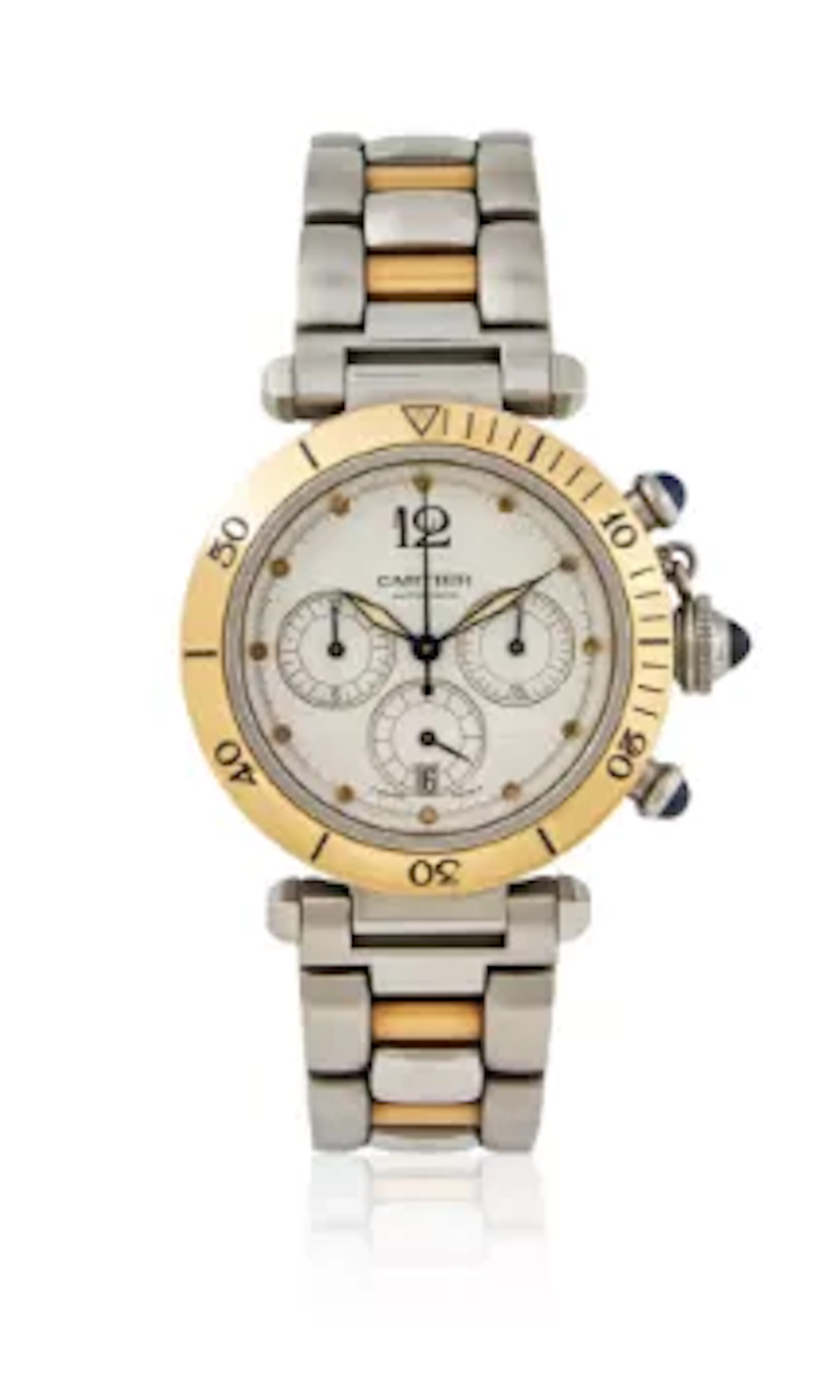 CARTIER, PASHA DE CARTIER, REF. 2113, A GOLD AND STAINLESS STEEL CHRONOGRAPH