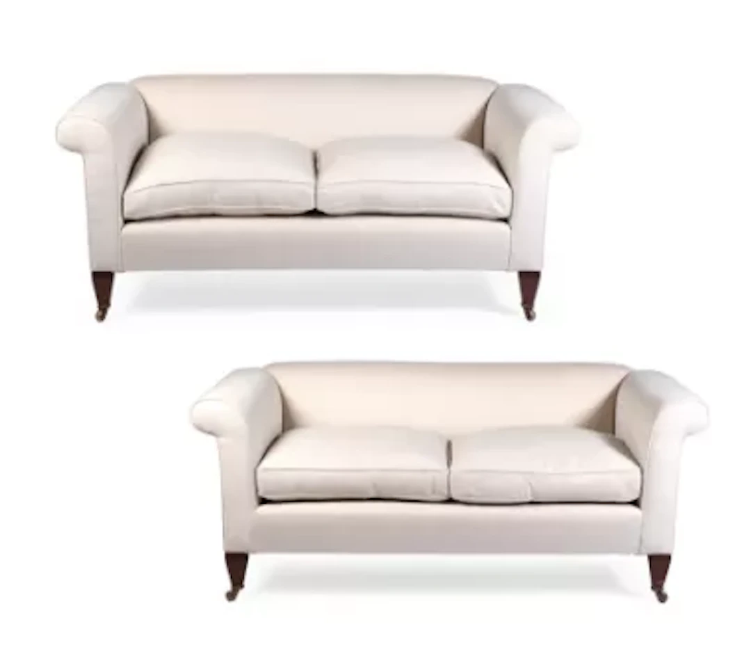 A PAIR OF TWO SEAT SOFAS, BY GEORGE SHERLOCK, MODERN
