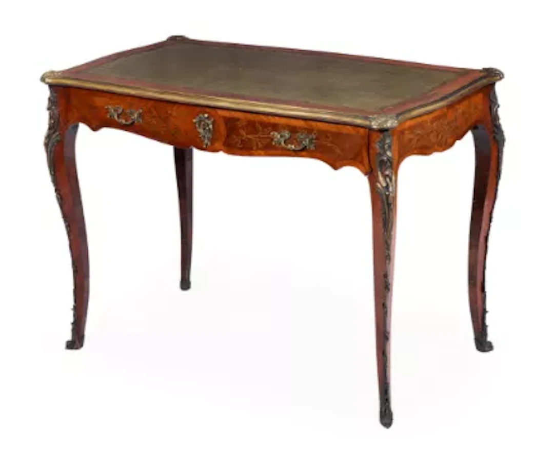 A WALNUT, MARQUETRY AND PARQUETRY WRITING TABLE, FRENCH, LATE 19TH CENTURY