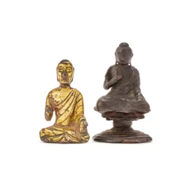 An rare Chinese gilt-bronze figure of Amitabha Buddha, Sui or early