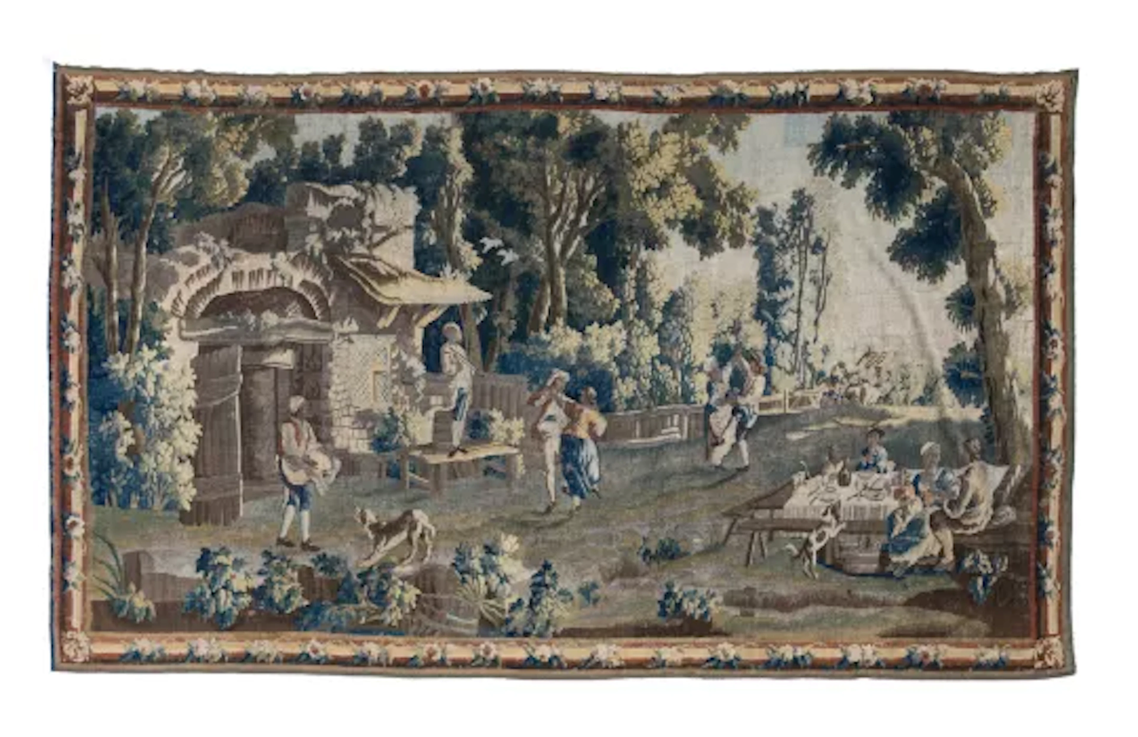 A FRENCH PASTORAL TAPESTRY, AFTER DESIGNS BY JEAN-BAPTISTE HUET, LATE