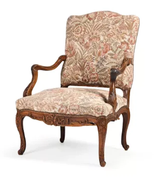 A LOUIS XV WALNUT FAUTEUIL, FRENCH, CIRCA 1750