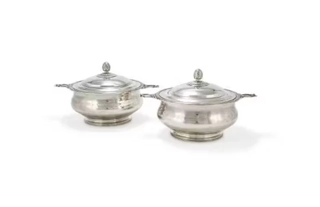 A PAIR OF FRENCH ELECTRO-PLATED TUREENS