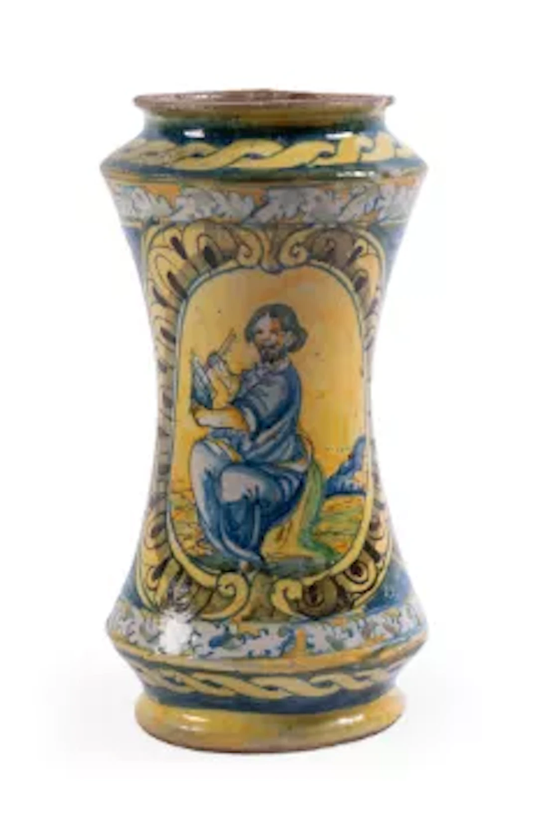 A SICILLIAN MAIOLICA ALBARELLO, 17TH OR 18TH CENTURY