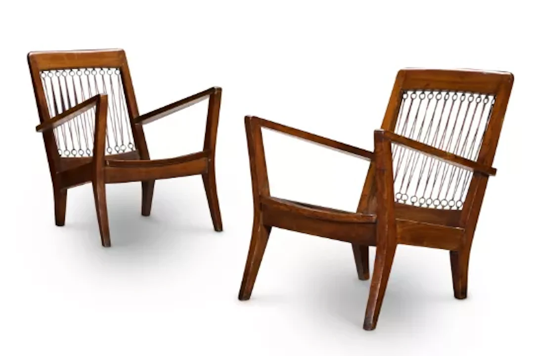 A PAIR OF HARDWOOD EASY ARMCHAIRS, BOMBAY, MID 20TH CENTURY