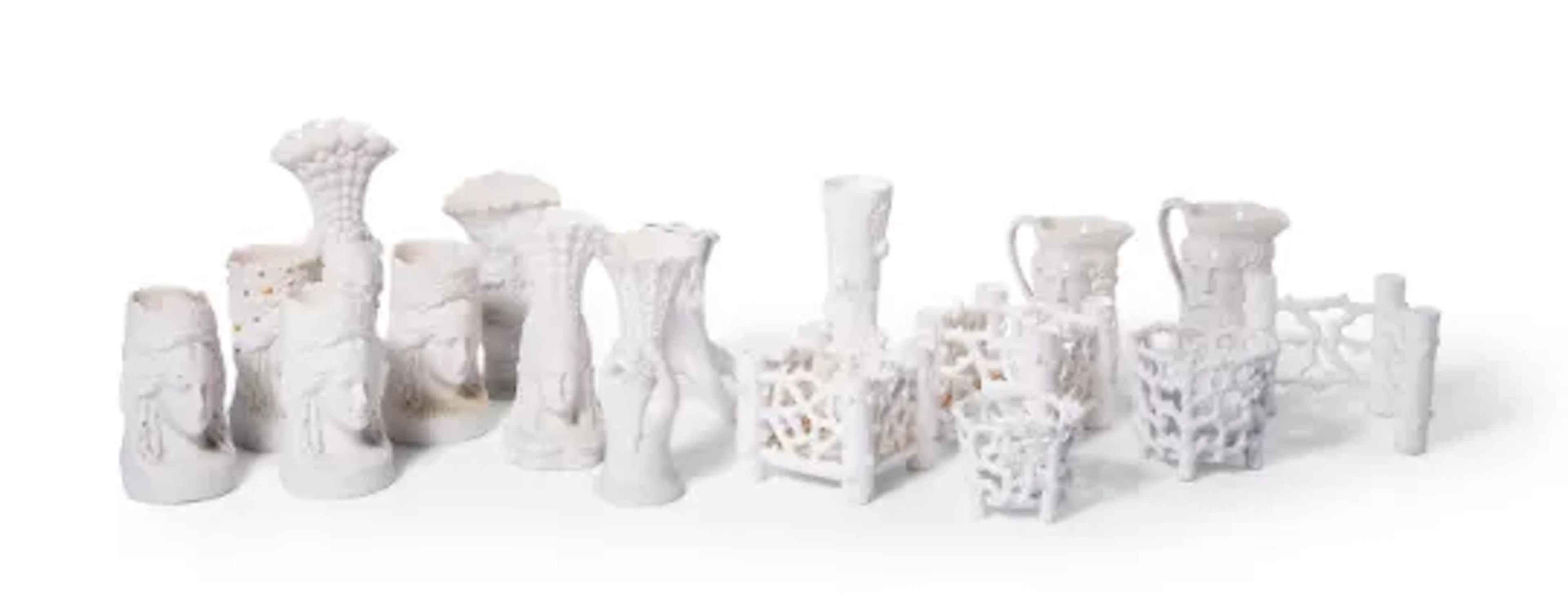 A COLLECTION OF ENGLISH PARIAN AND GLAZED PARIAN, THIRD QUARTER 19TH CENTURY