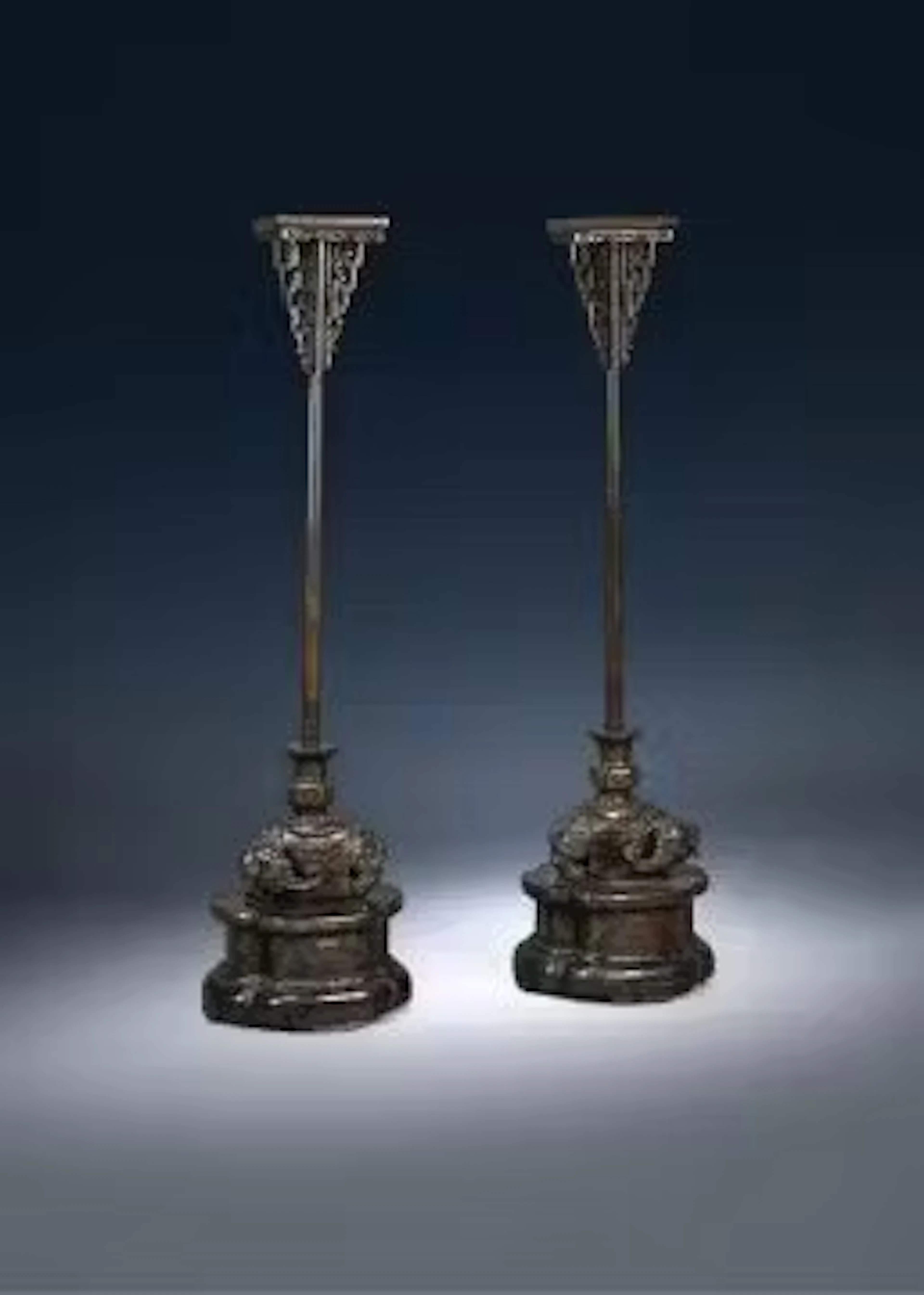 † A fine pair of Chinese lacquered lantern stands