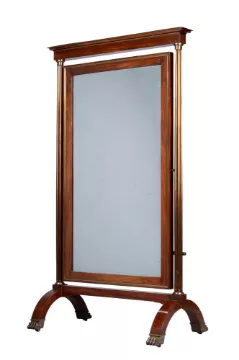 A LOUIS PHILIPPE MAHOGANY AND BRASS INLAID CHEVAL MIRROR, FRENCH, CIRCA 1840