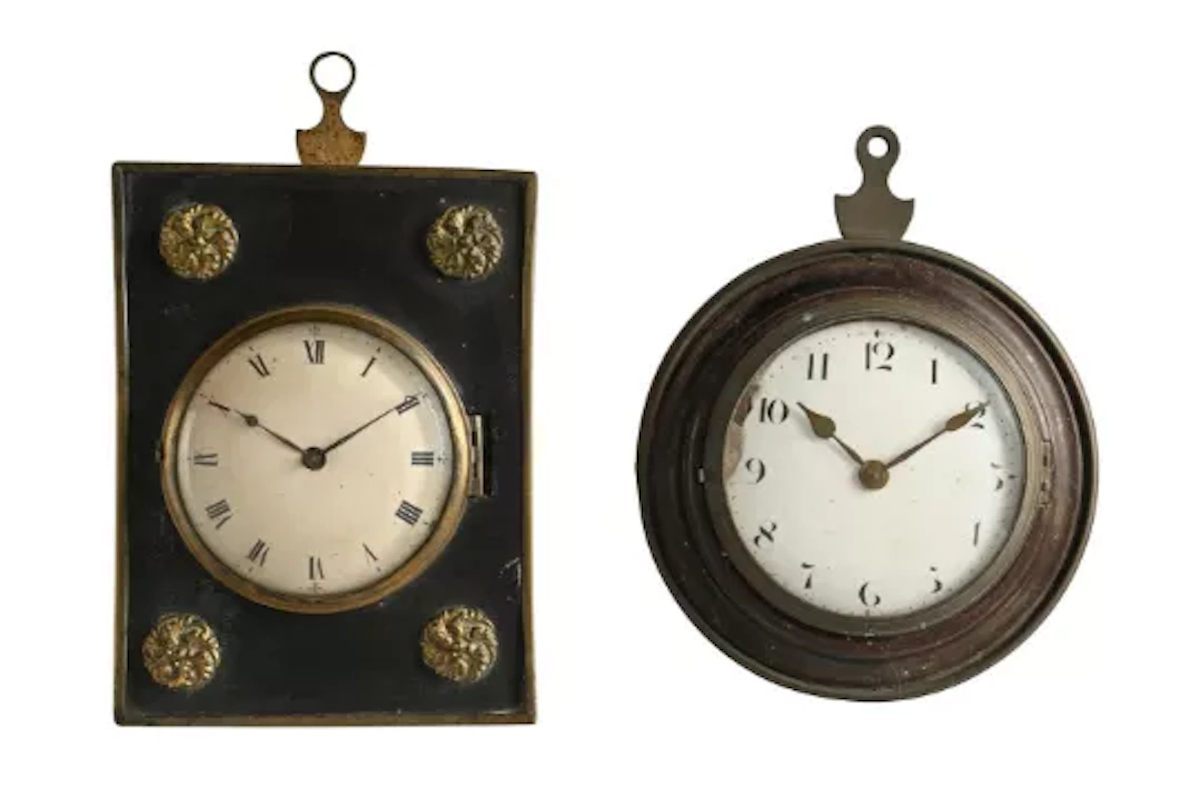 A GEORGE IV BRASS MOUNTED EBONISED SEDAN-TYPE SMALL WALL TIMEPIECE