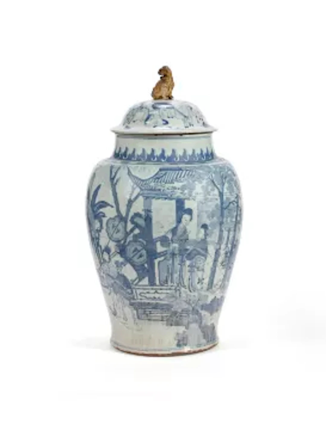 A large Chinese blue and white vase and cover, Late Transitional or