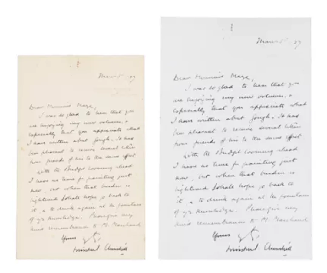 CHURCHILL, Sir Winston (1874-1965), autograph letter to Paul Maze
