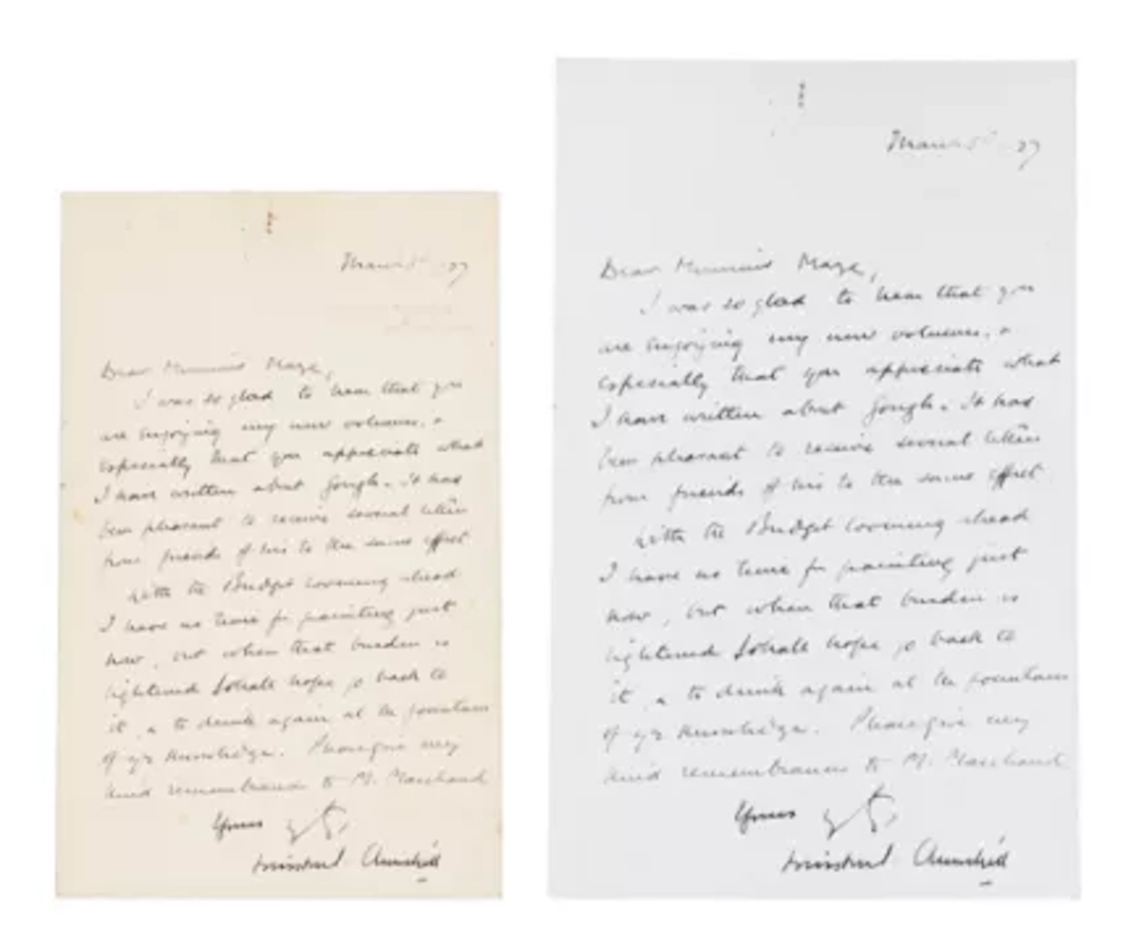 CHURCHILL, Sir Winston (1874-1965), autograph letter to Paul Maze