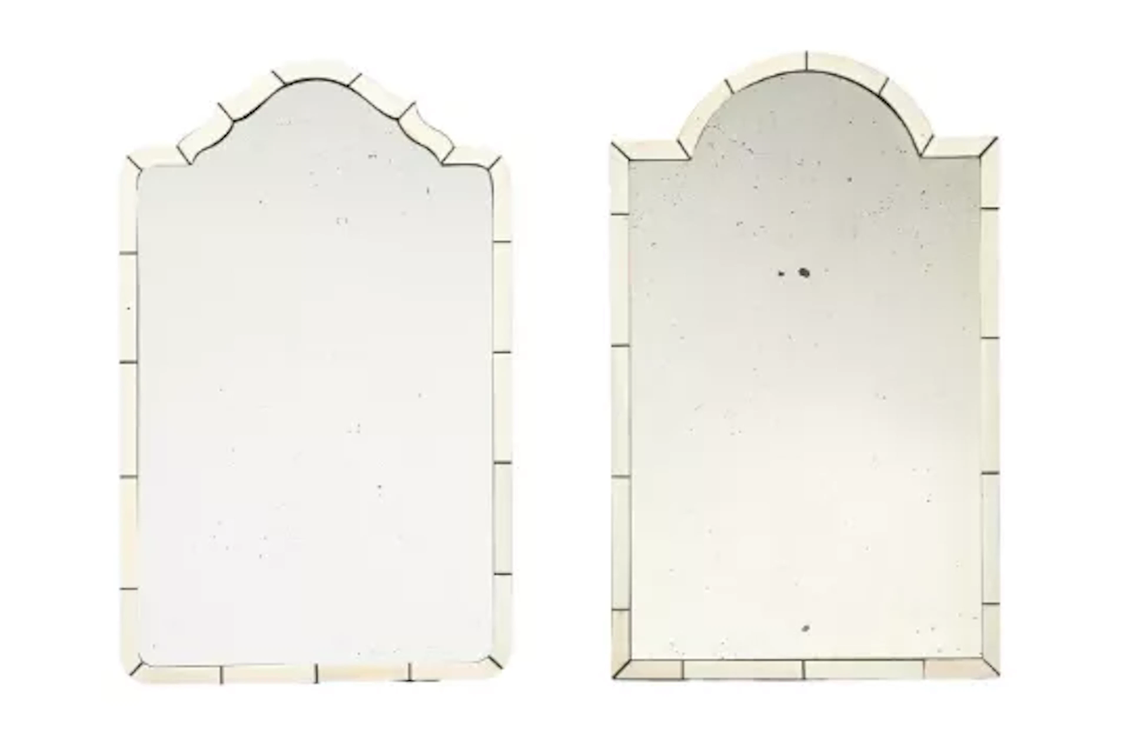 Y A MATCHED PAIR OF EDWARDIAN IVORY VENEER FRAMED EASEL DRESSING MIRRORS