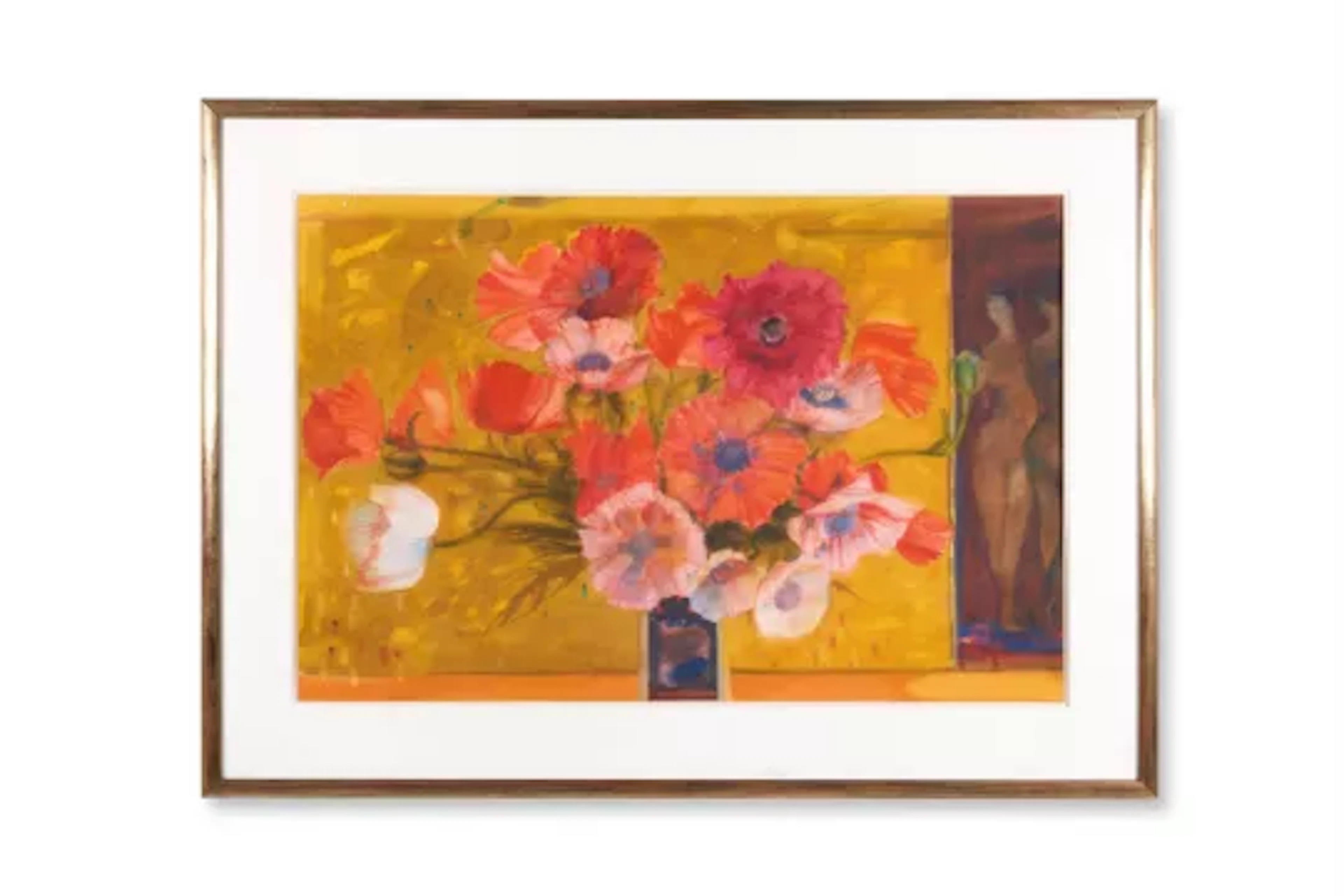 λ SIR ROBIN PHILIPSON (BRITISH 1916-1992), POPPIES ON A YELLOW GROUND
