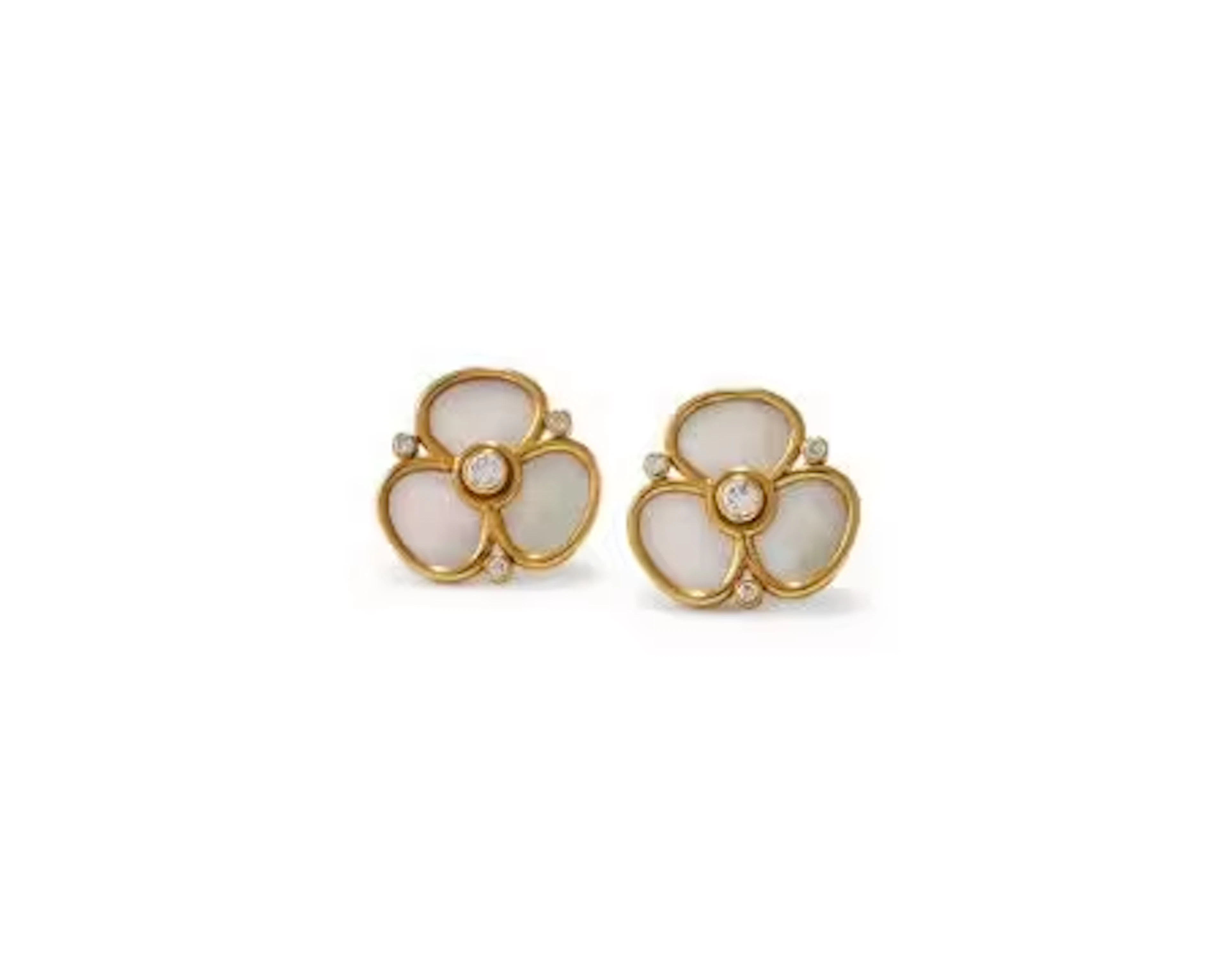 Y LEO DE VROOMEN, A PAIR OF MOTHER-OF-PEARL AND DIAMOND EARRINGS