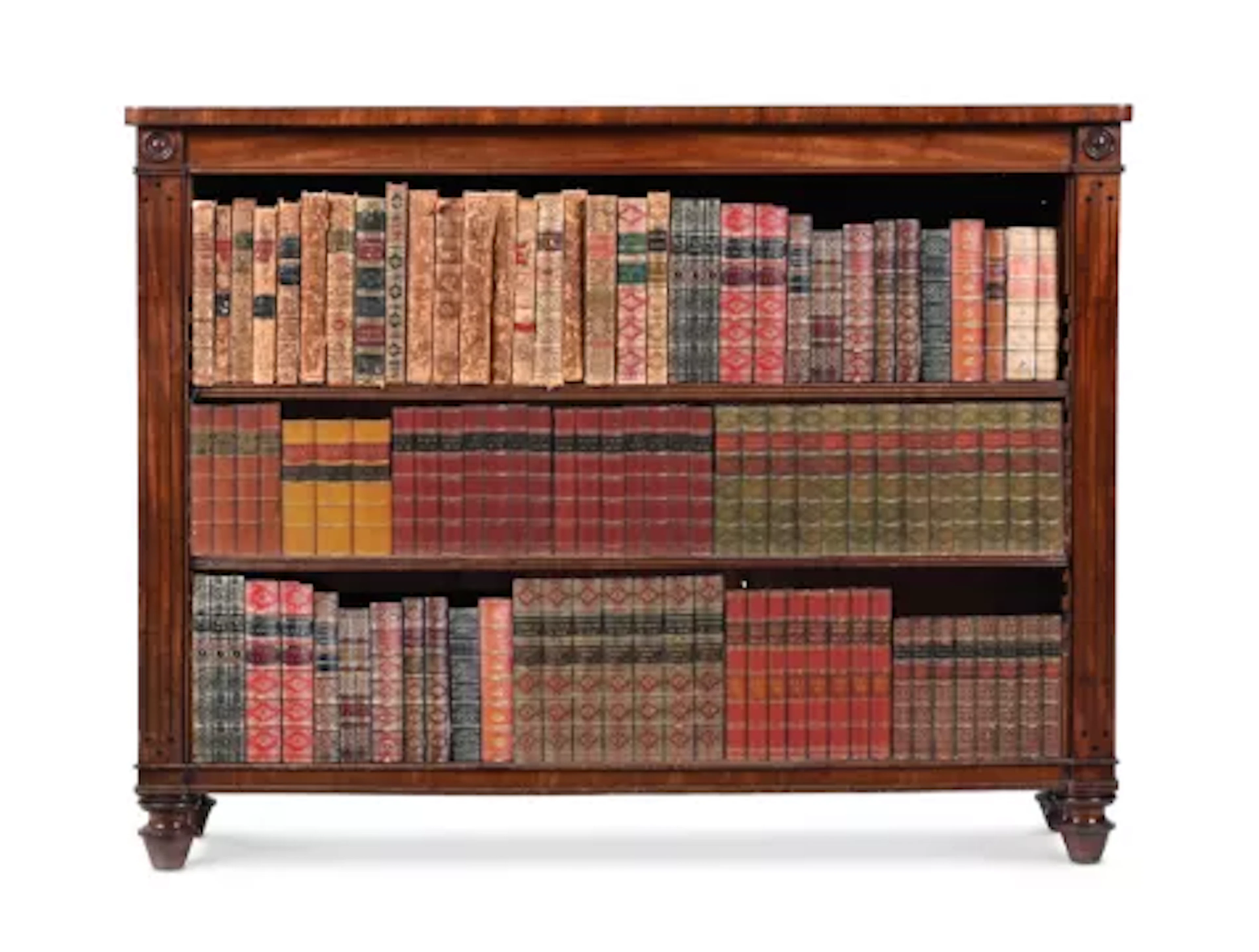 A REGENCY MAHOGANY AND INLAID OPEN BOOKCASE, CIRCA 1815