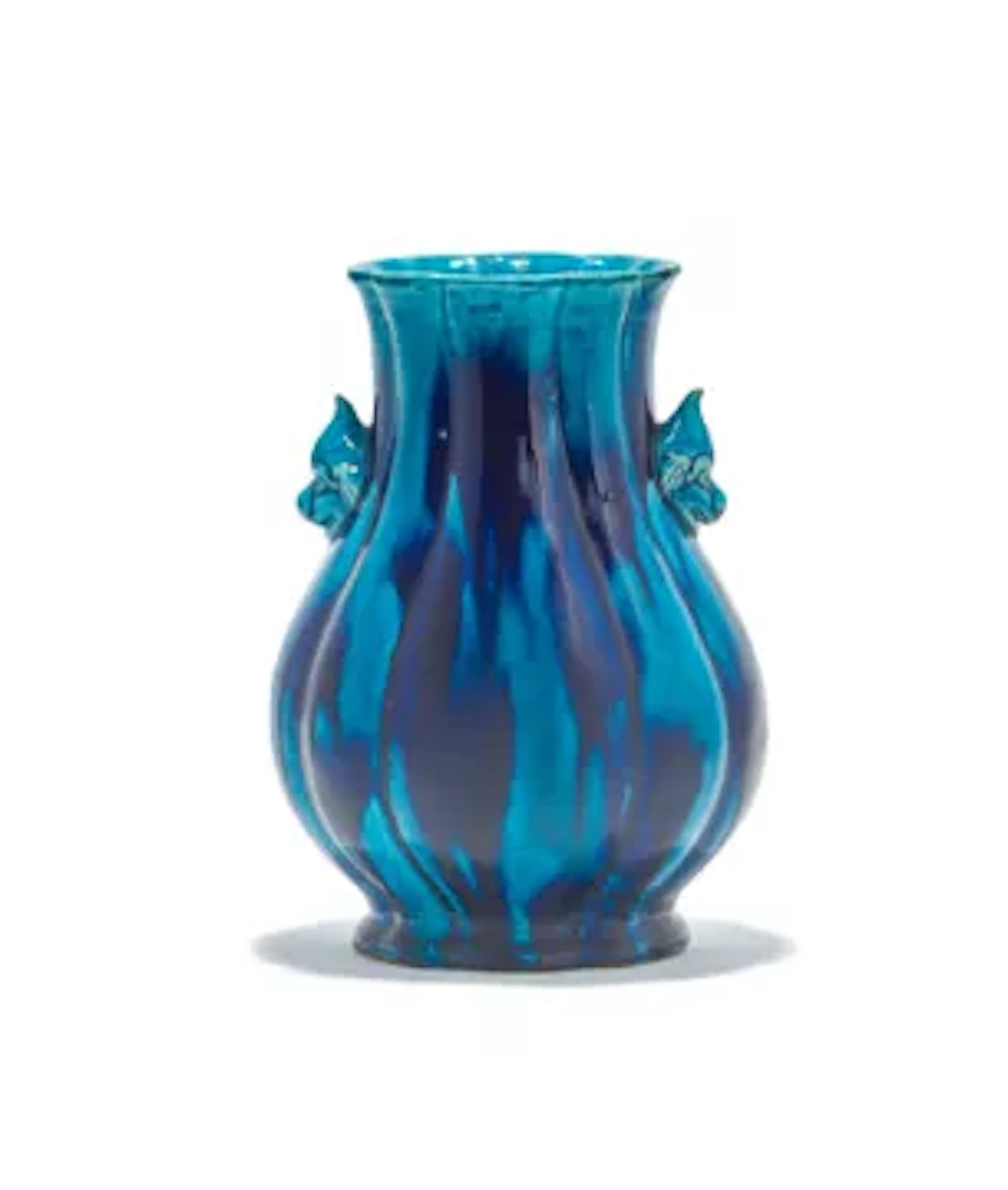 A Chinese turquoise flambé, hu-shaped vase